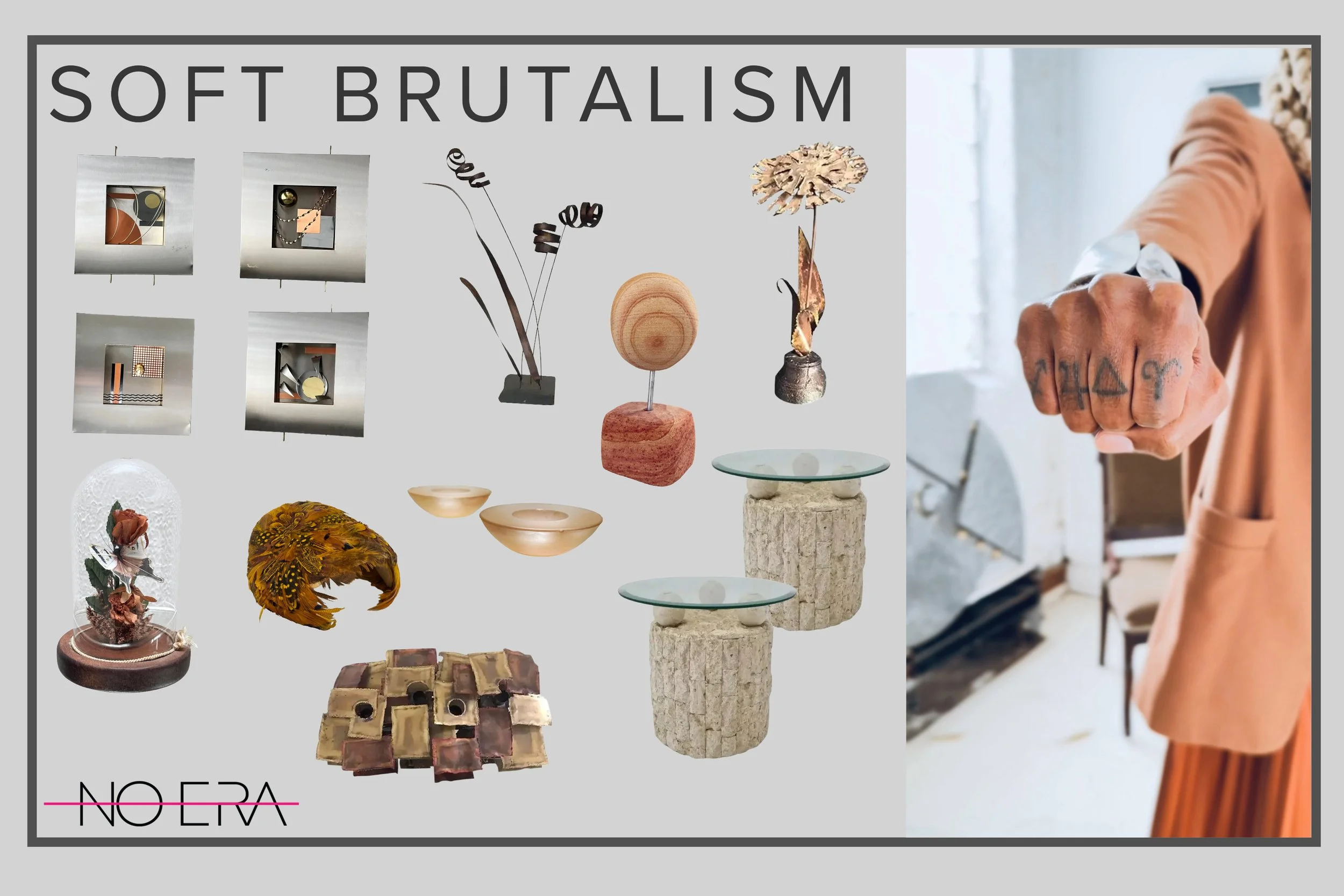 Soft Brutalism, Nuclear Winter, tribal jewerly, brutalist art, stone decor, stone side tables, vintage decor, vintage furniture, postmodernism, mid century modern, house of no era, cincinnati, vintage
