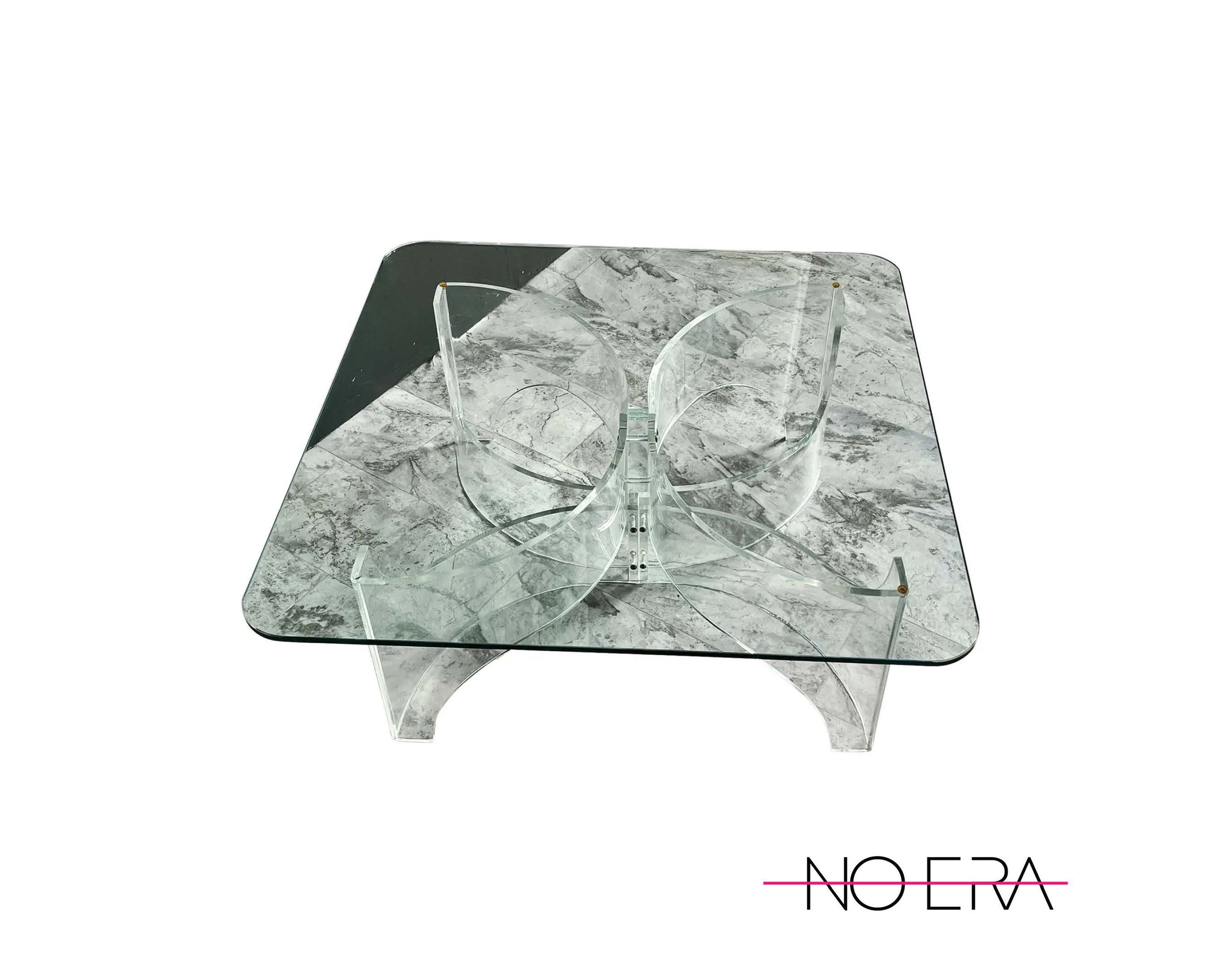 1970s Hollywood Regency/Postmodern Lucite Butterfly Cocktail Table