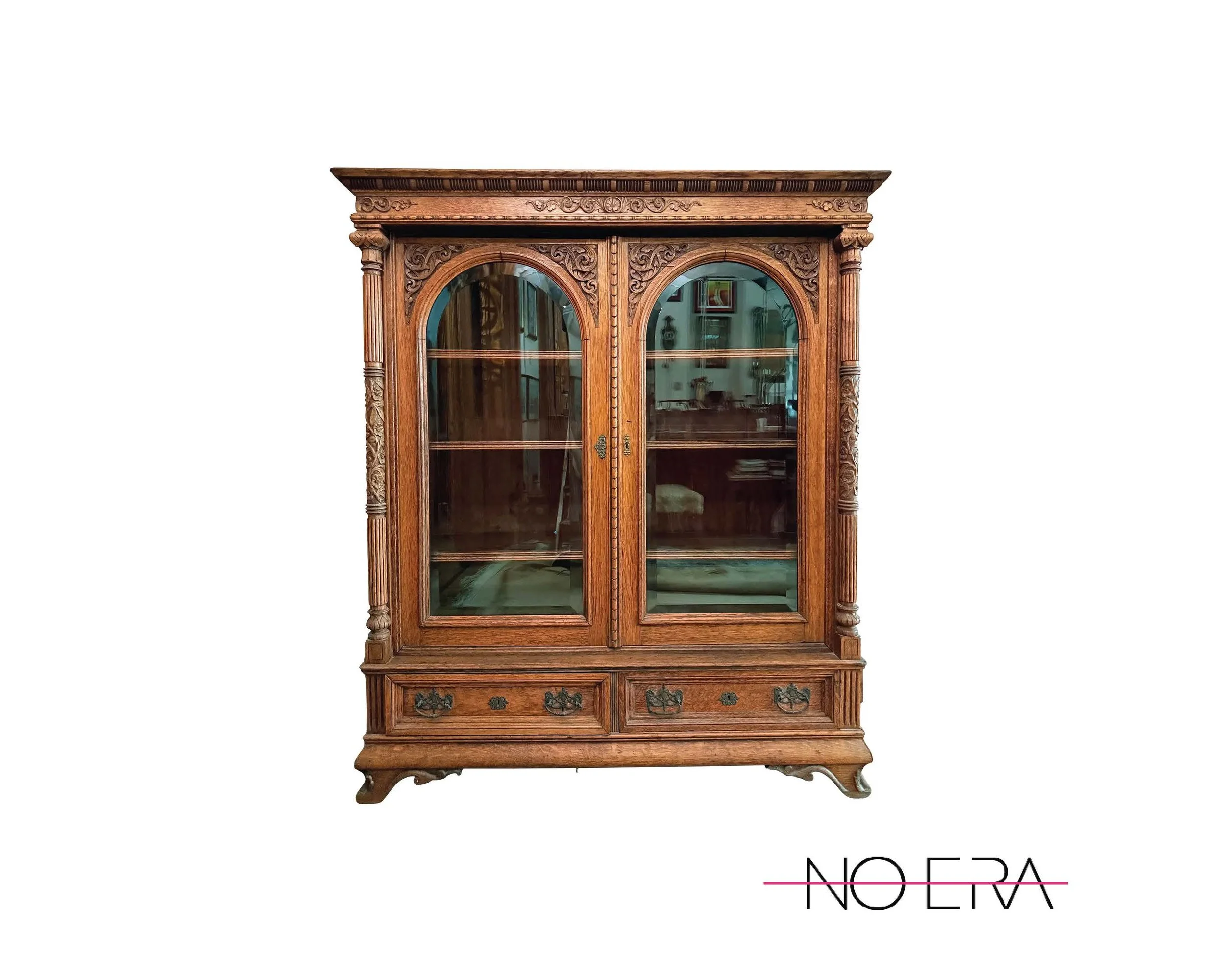 Antique 19th Century Renaissance Revival Oak Bookcase/Cabinet