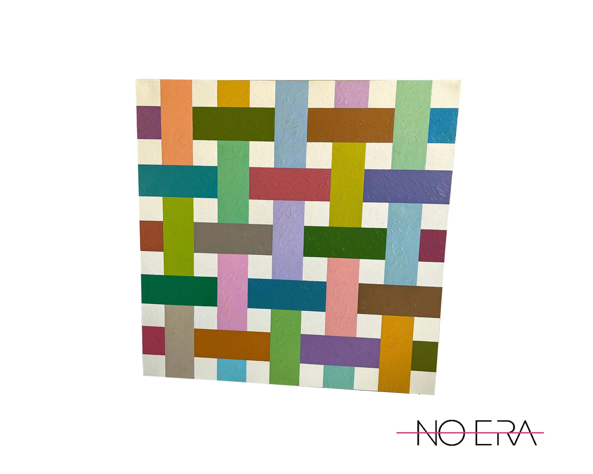 Baskets III, Abstract Geometric Oil Painting on Canvas 59" sq