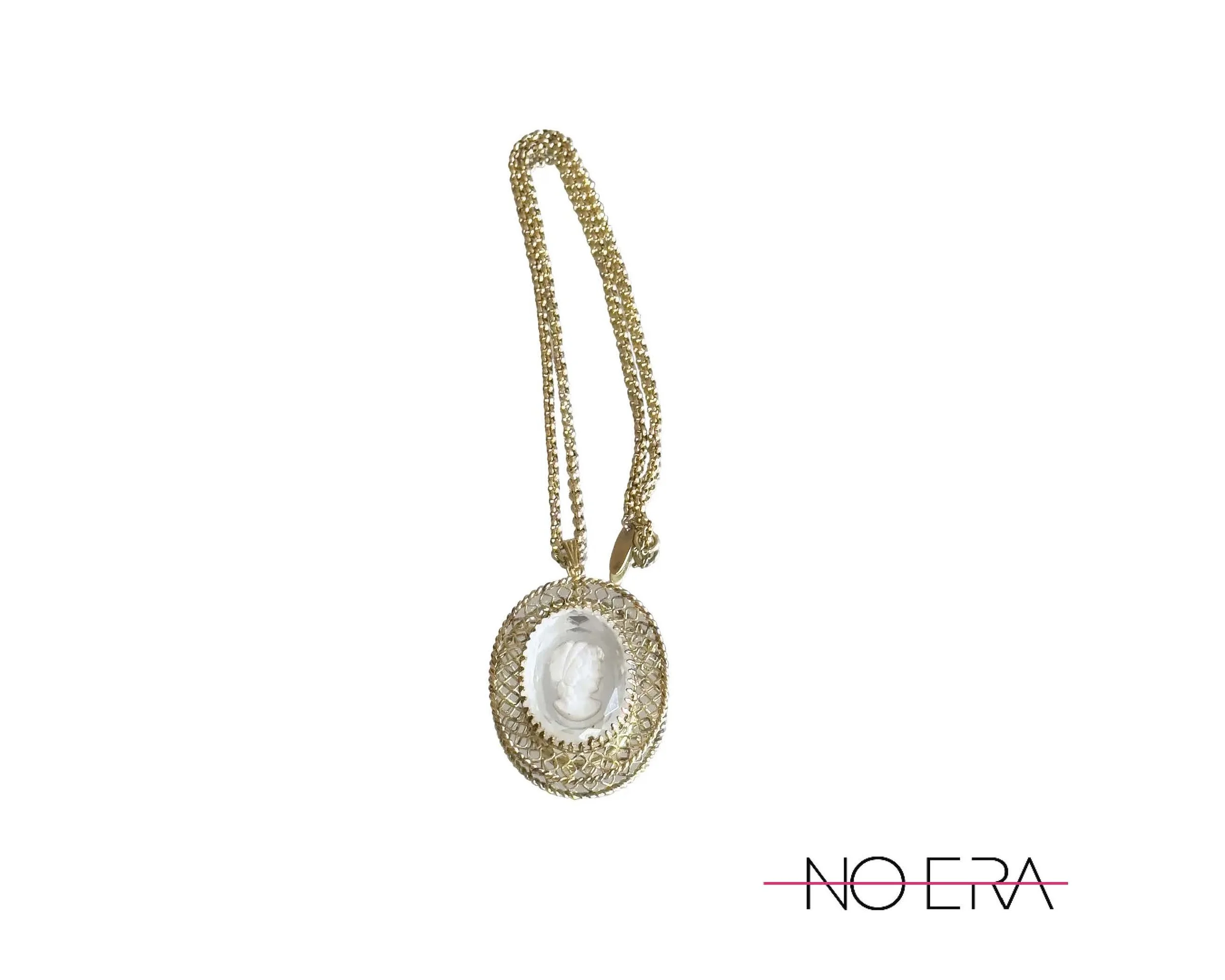 Vintage Early 20th Century Whiting & Davis Intaglio Cameo Pendant Necklace