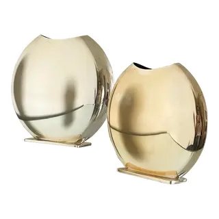 Pair of 1980s Postmodern Mirrored Moon Vases