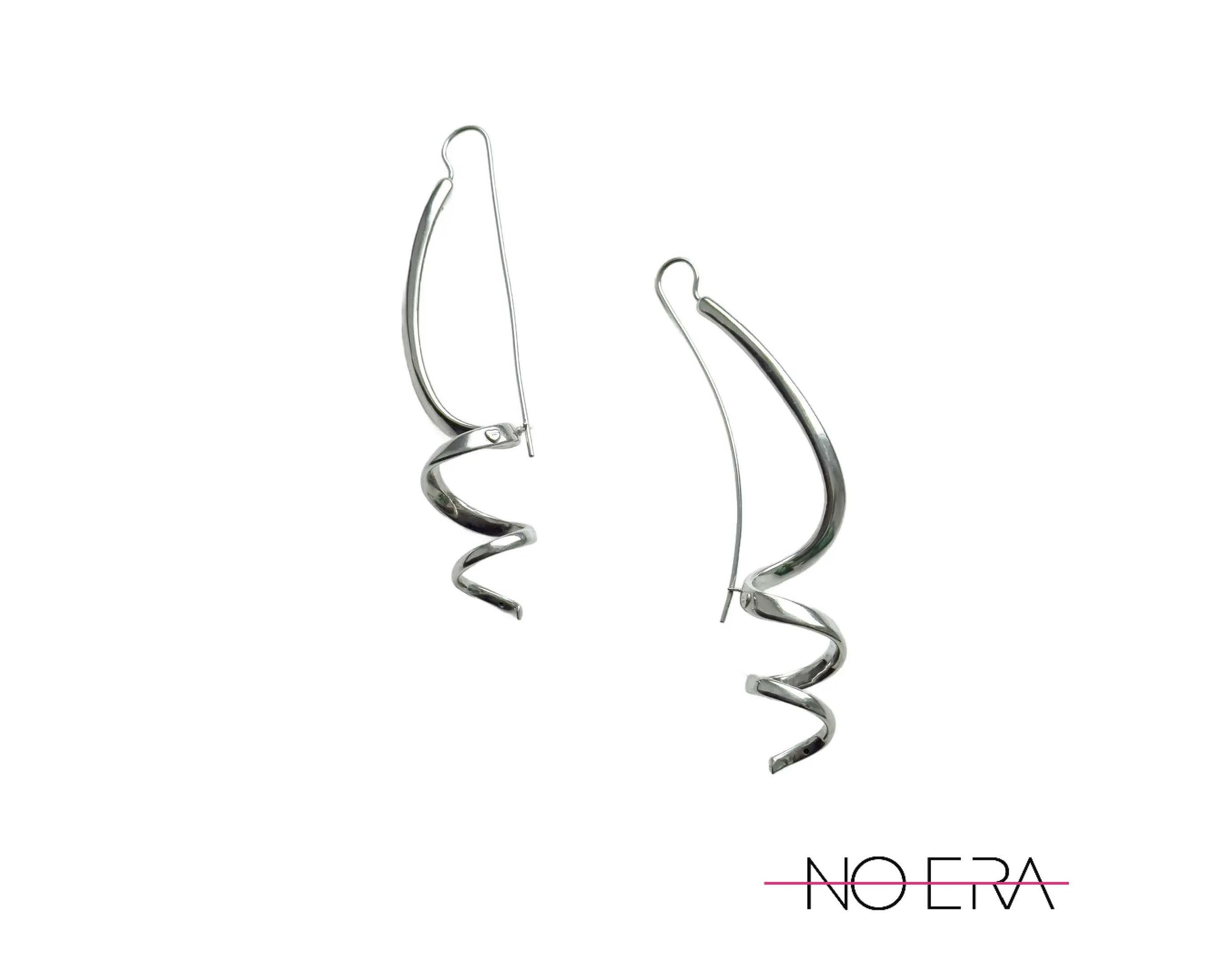 Vintage Mid-Century Modern Pitti E Sisi Sterling Silver Threader Earrings, Arezzo Italy, A Pair