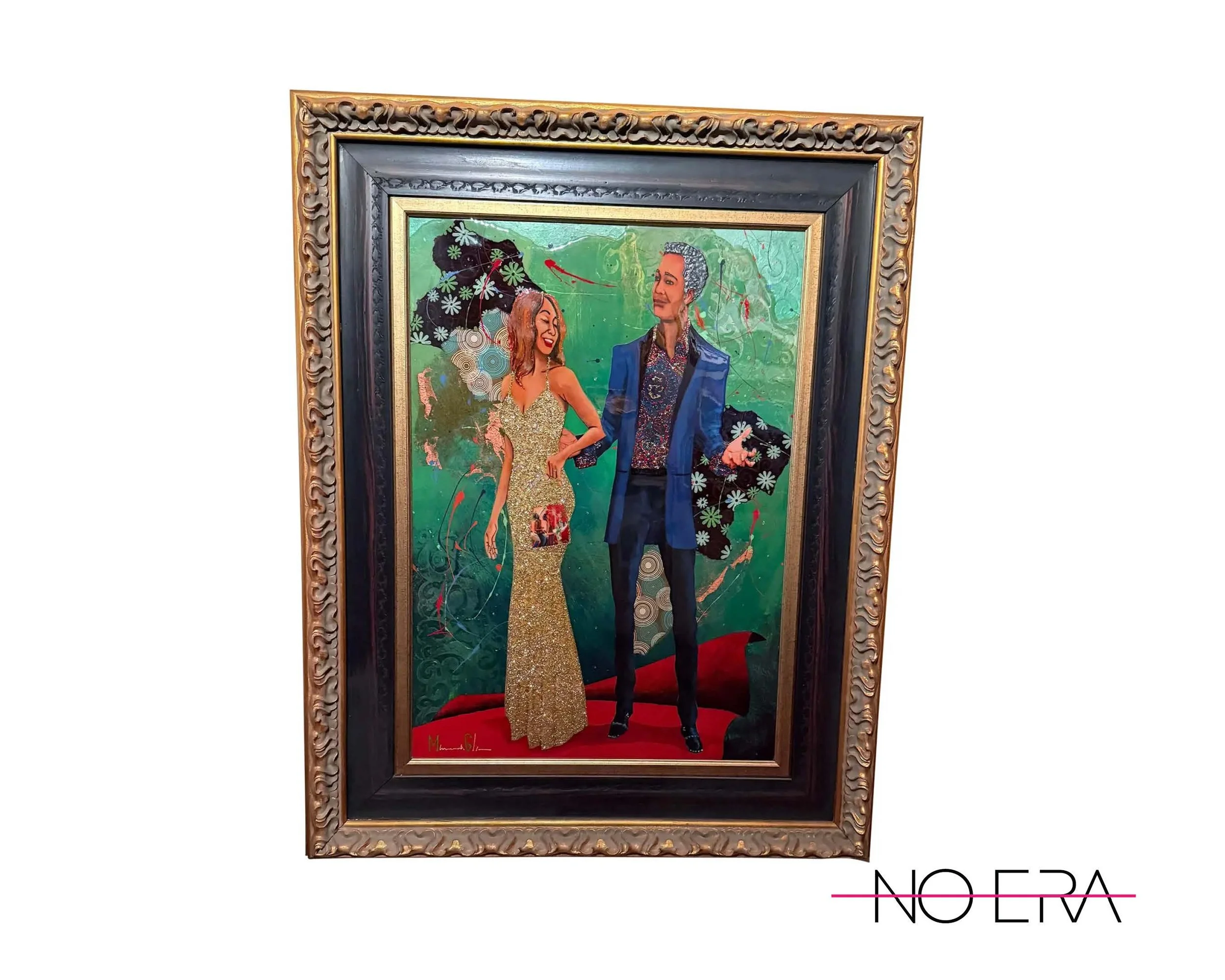 Contemporary Glynn Marcus “Nite the Carpet Was Red” 56th Grammy Awards Series Mixed Media Painting on Board Signed