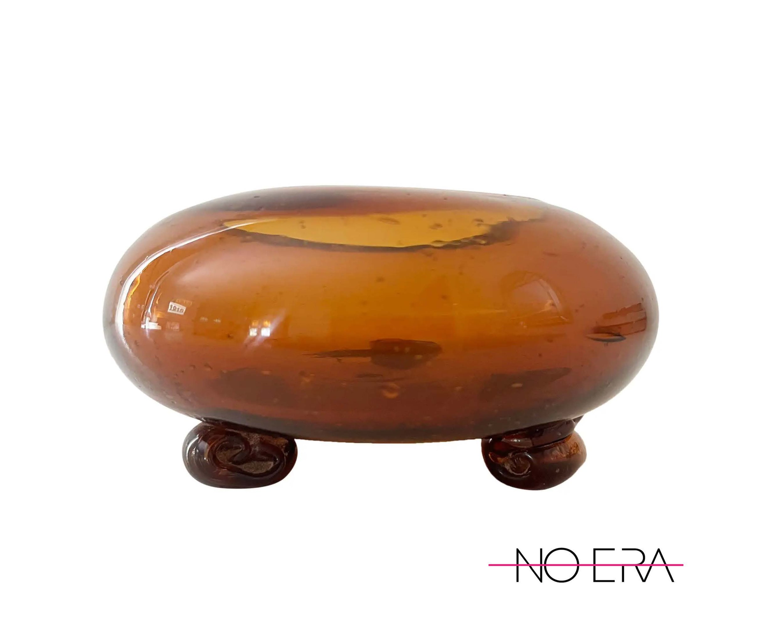SOLD Vintage Amber Footed Glass Vase