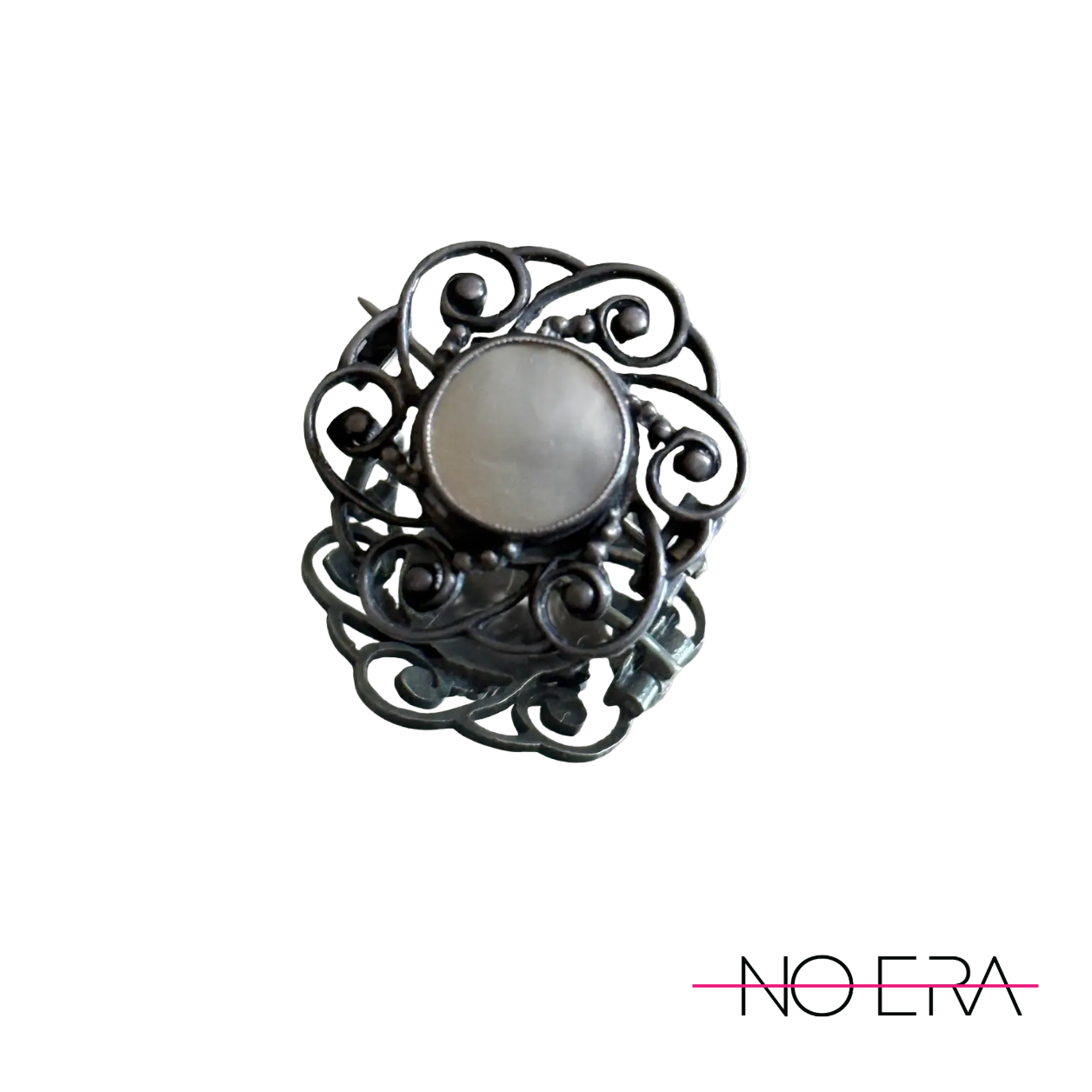 1910s Late Victorian/Edwardian Filigree Mother of Pearl Brooch