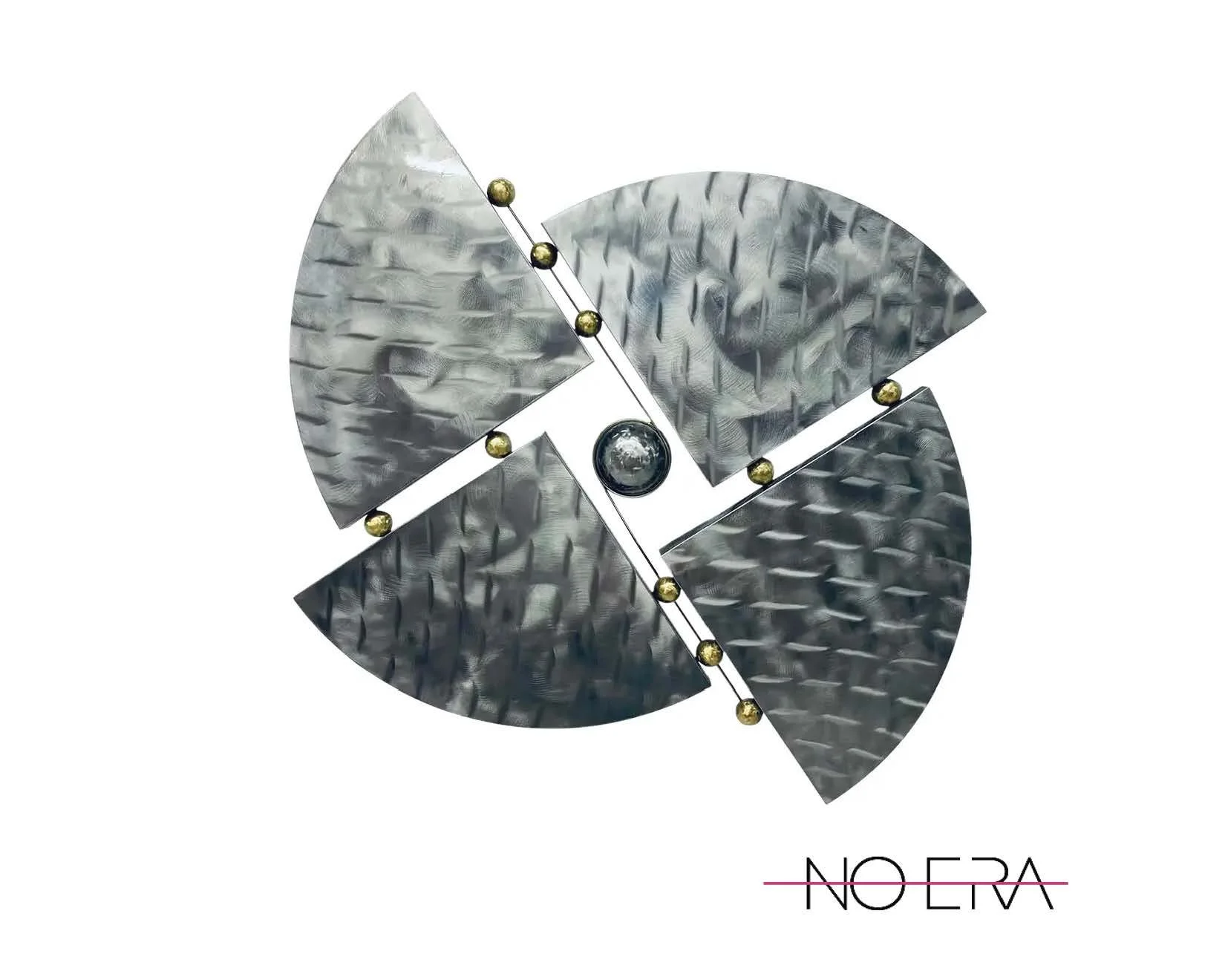 1990s Brutalist Steel and Brass Wall Sculpture 