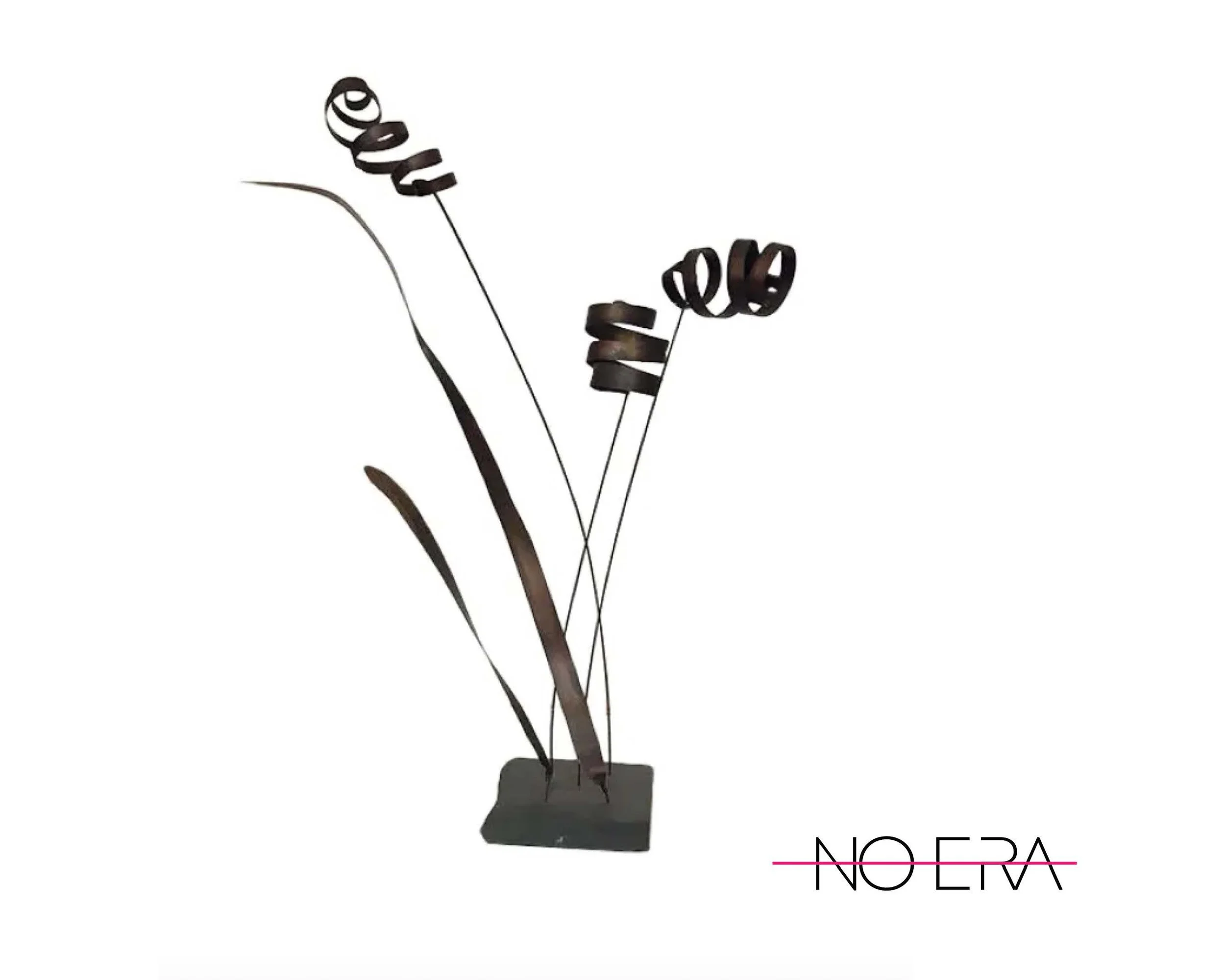 1970s Brutalist Kinetic Cattail Bronze Sculpture
