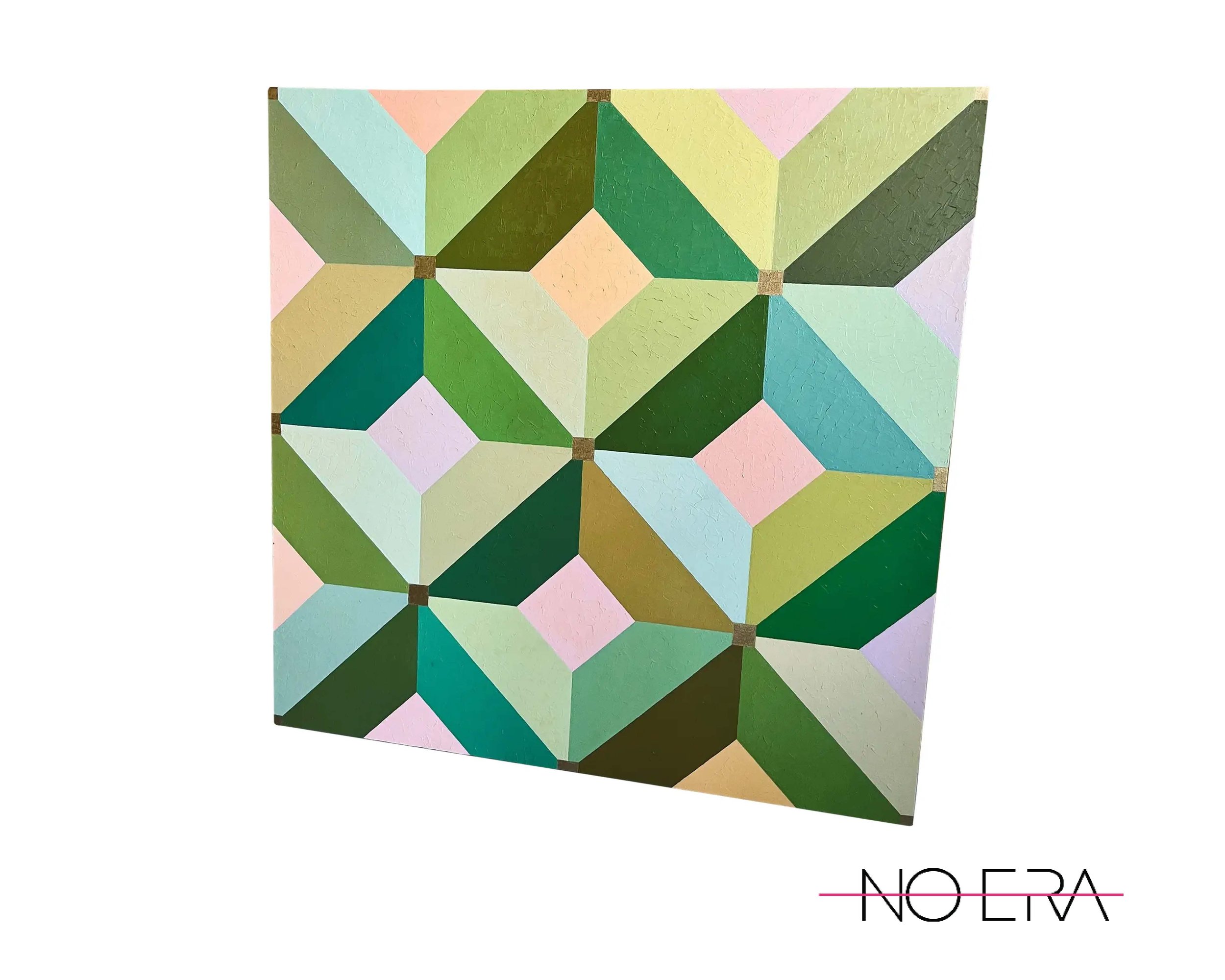 Trapeztar II, Abstract Geometric Op Art Mural 59" sq