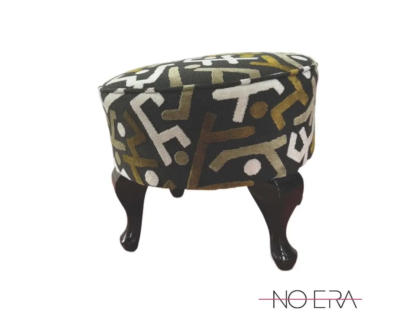 1920s Hungarian Art Deco Foot Stool in Pierre Frey Upholstery