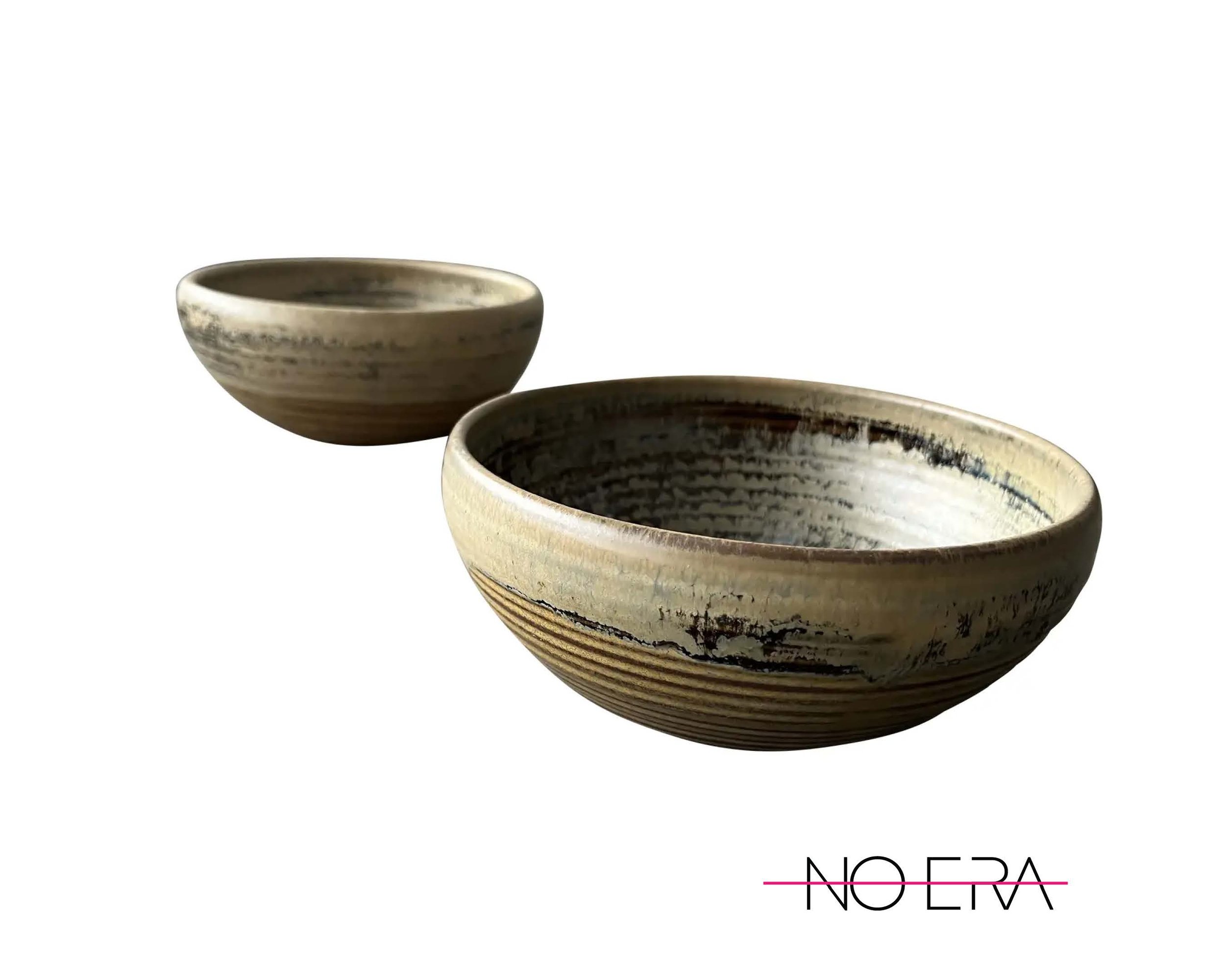 Pair of Mid-Century Modern Artisan Made Pottery Bowls