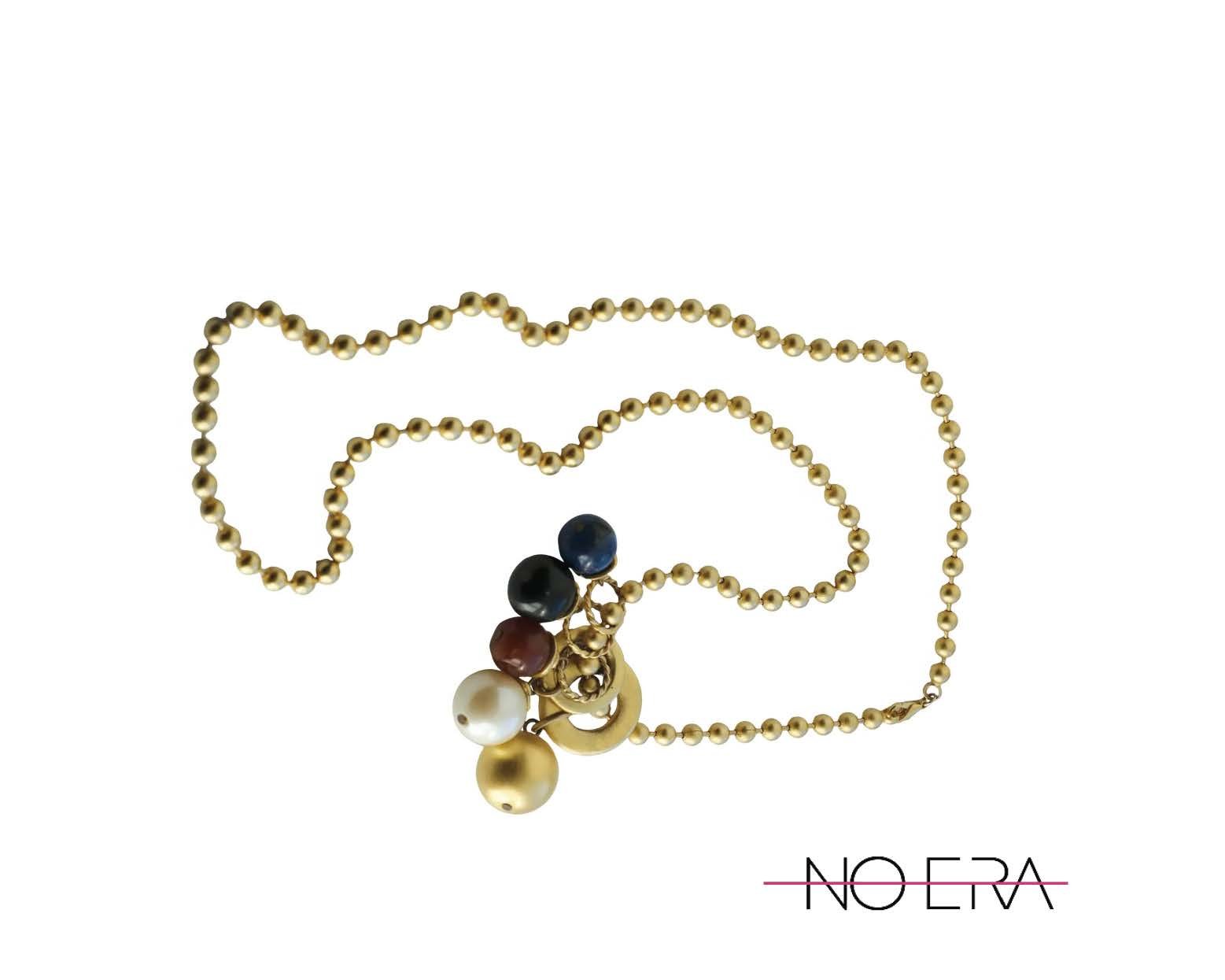 Vintage 1970s Gold-Tone Bead Charm Necklace