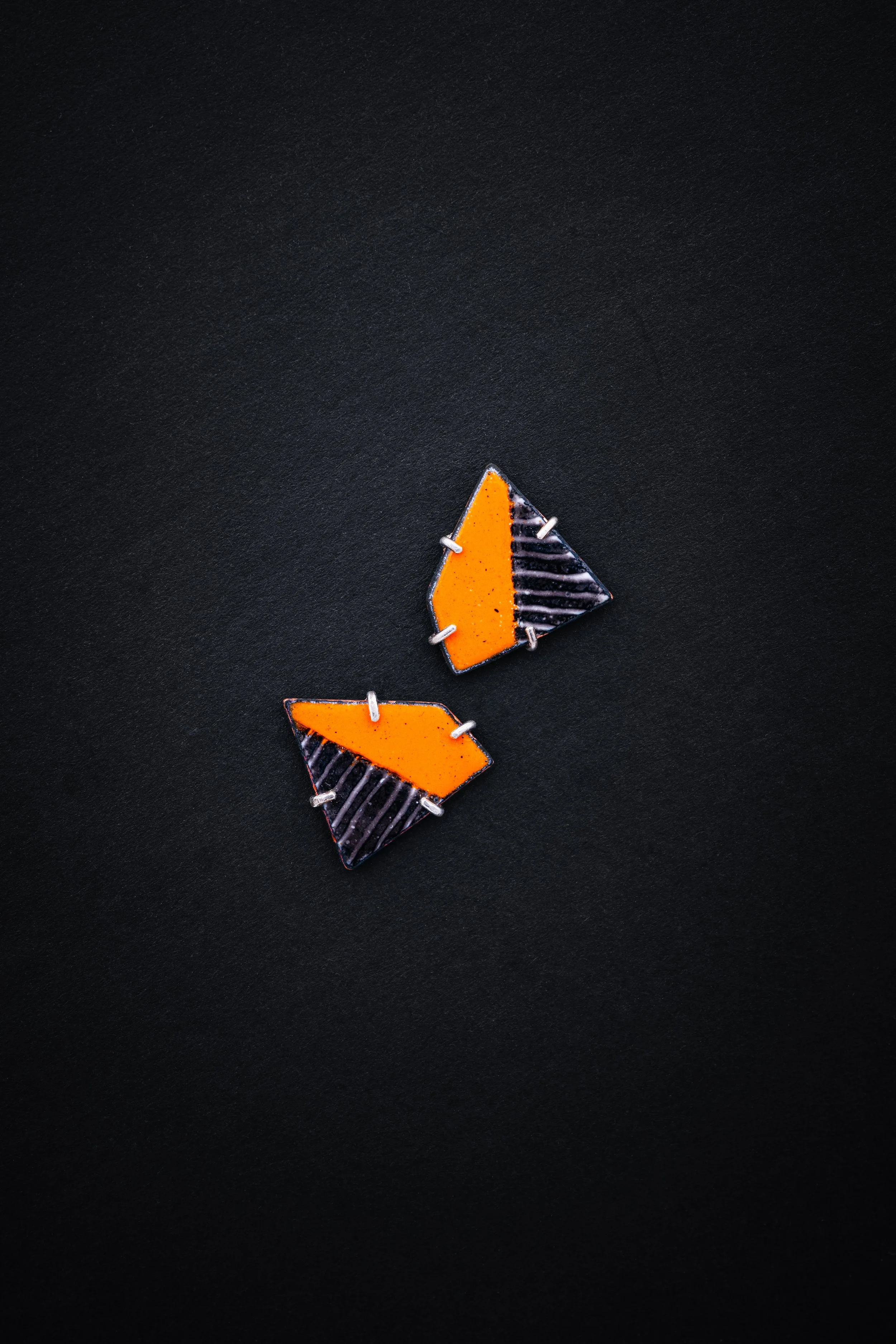 Earrings - Sgraffito Enamel Earrings in Tangerine 1.jpg