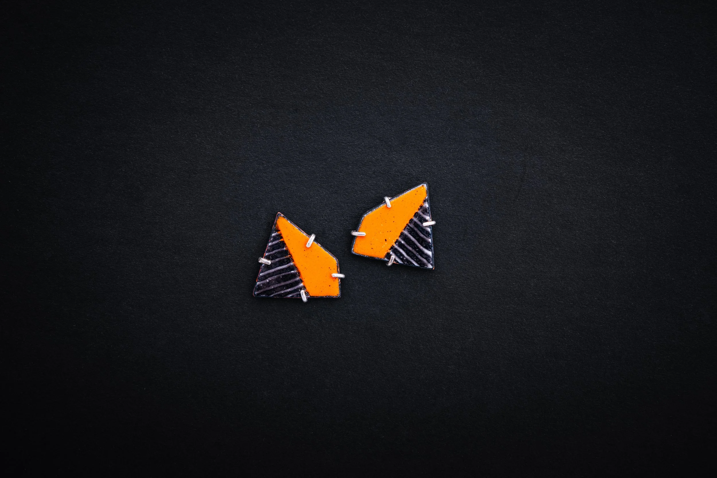 Earrings - Sgraffito Enamel Earrings in Tangerine 2.jpg