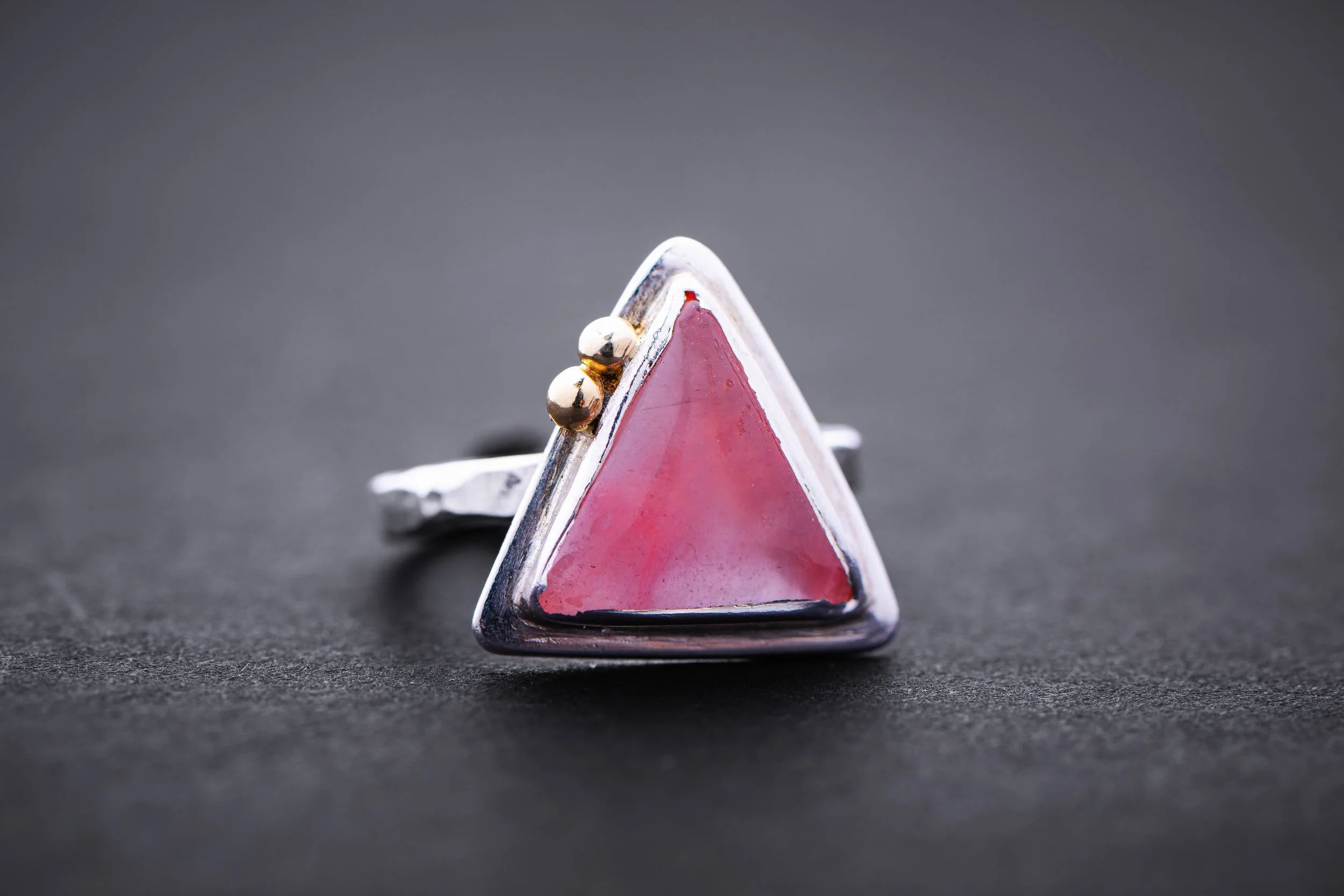 Ring - Triangle Ring in Strawberry Quartz MACRO 1.jpg