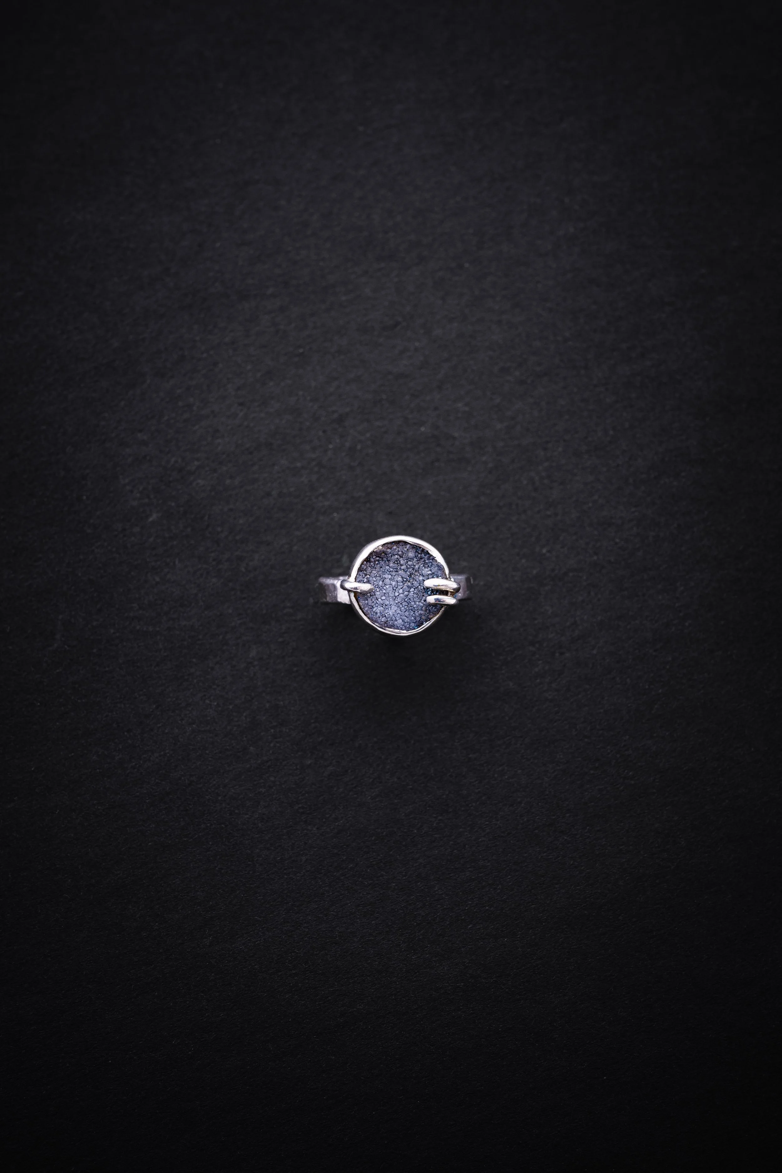 Ring - Asymmetrical Prong Ring in Smoky Quartz Druzy 1.jpg