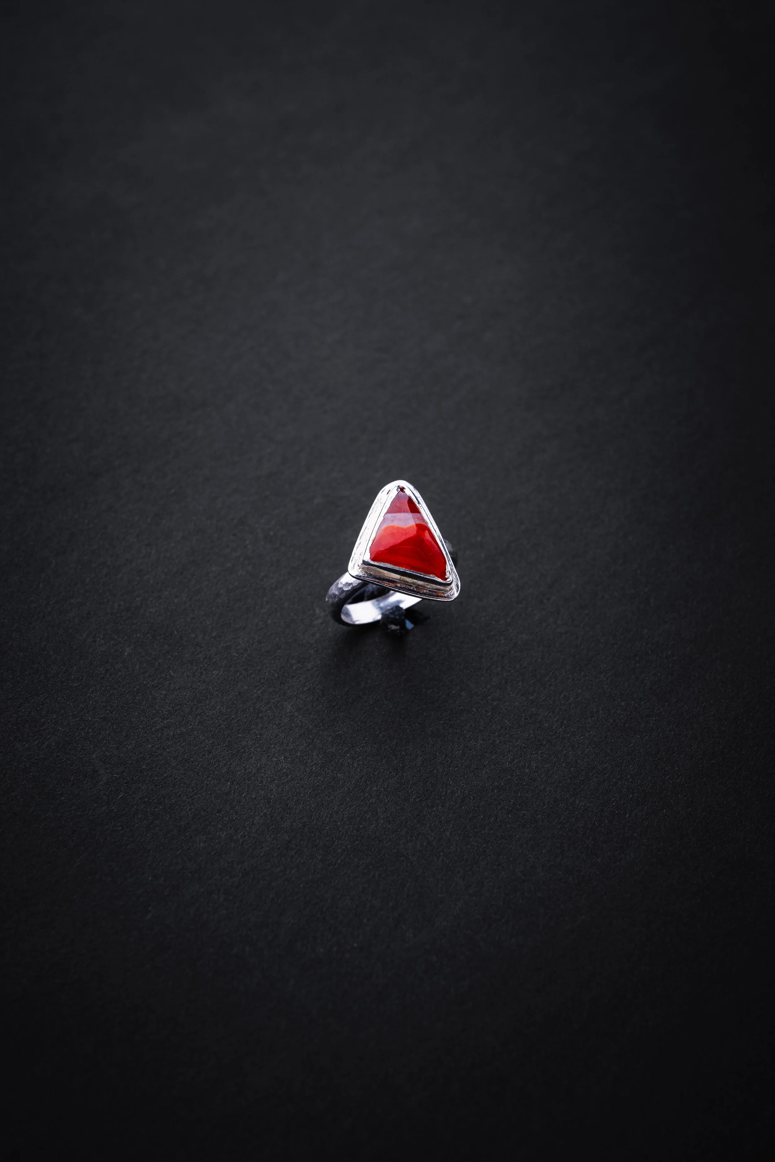 Ring - Triangle Ring in Sierra Madre Red Agate 3.jpg