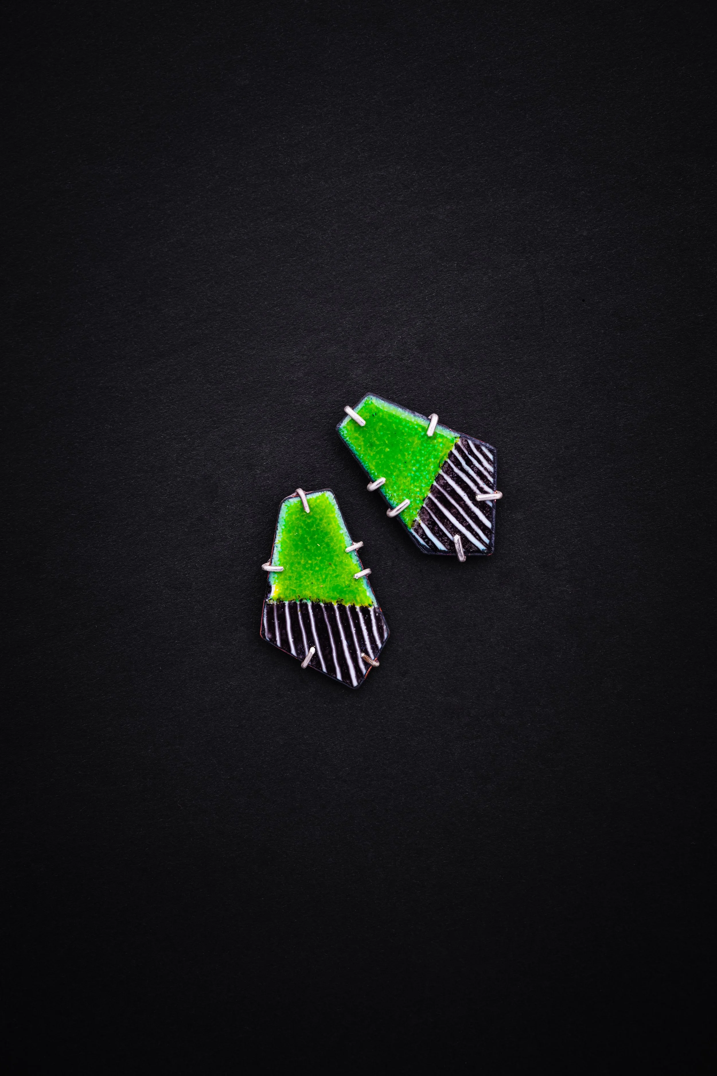 Earrings - Sgraffito Enamel Earrings in Lime 2.jpg