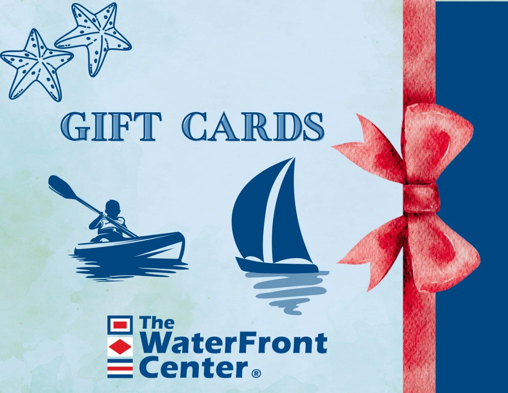 Give the gift of adventure on the water! Purchase a WaterFront Center Gift Card this holiday season and receive 15% off your total purchase.

Starting today and running through January 2, 2025, receive 15% off every Waterfront Center gift card you pu
