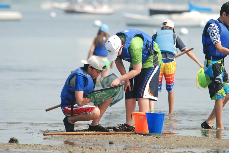 Children learning and exploring on Oyster Bay Harbor