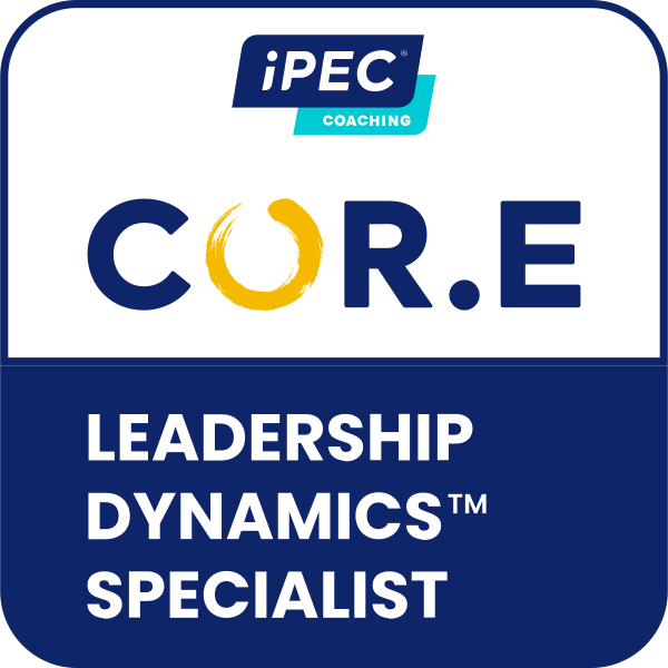 Logo for iPEC Coaching's CORE leadership dynamics program, describing a specialist in leadership and organizational development.