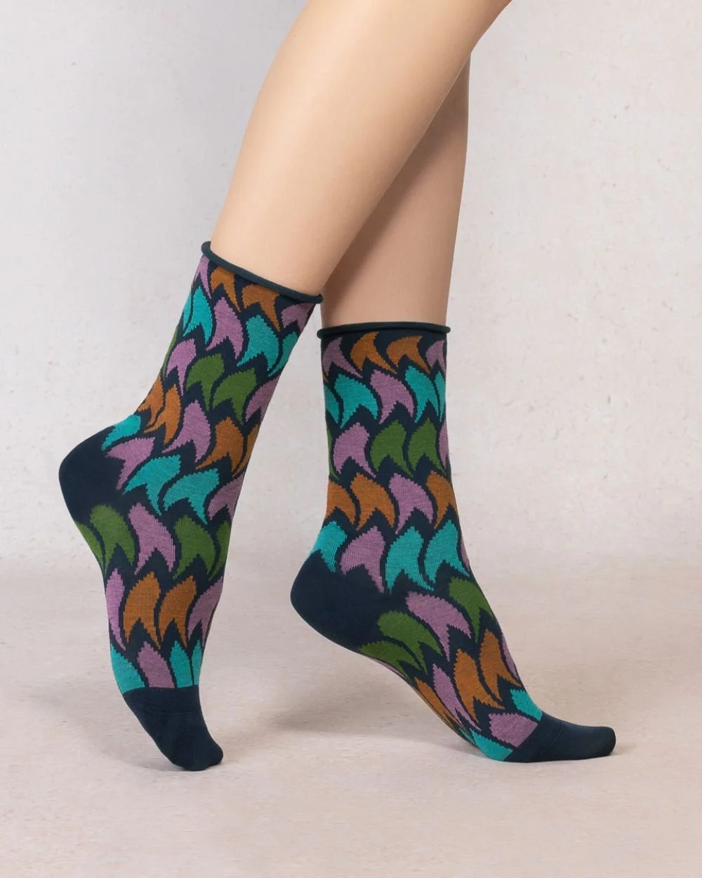 Cotton Feather Pattern Roll-Top (2 colours) - Bleuforêt