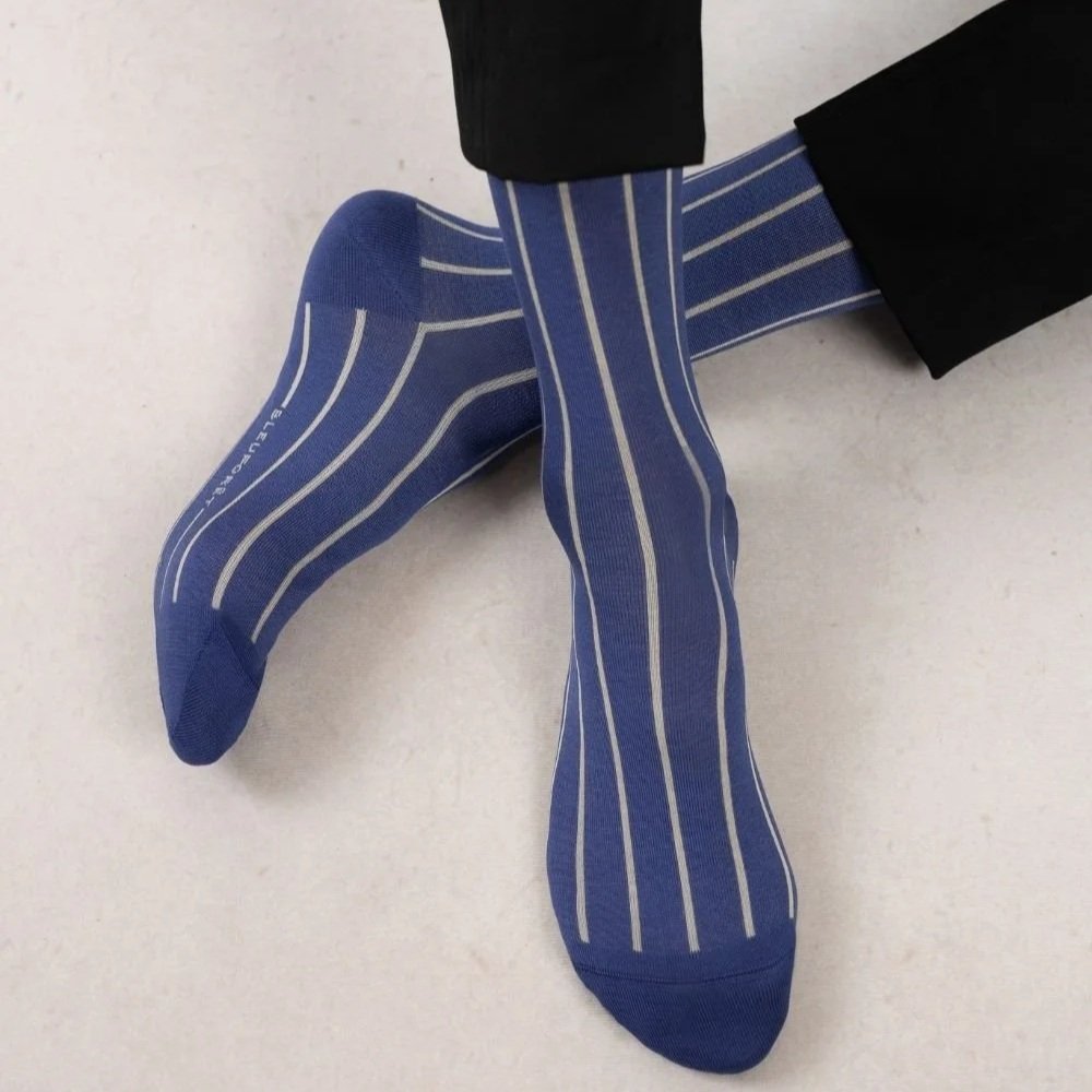 Mercerised Cotton Vertical Stripe Pattern - Bleuforêt