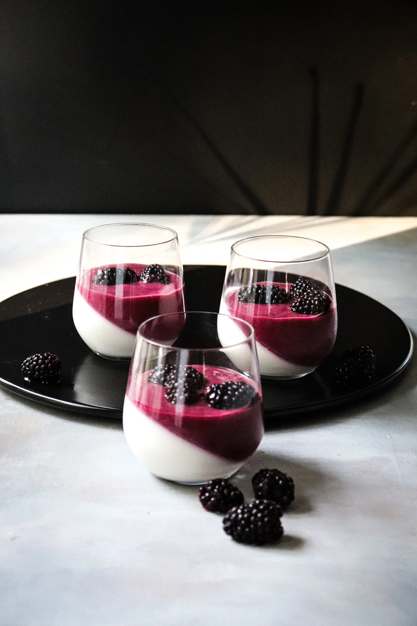 Vegan Panna Cotta with Blackberry Coulis