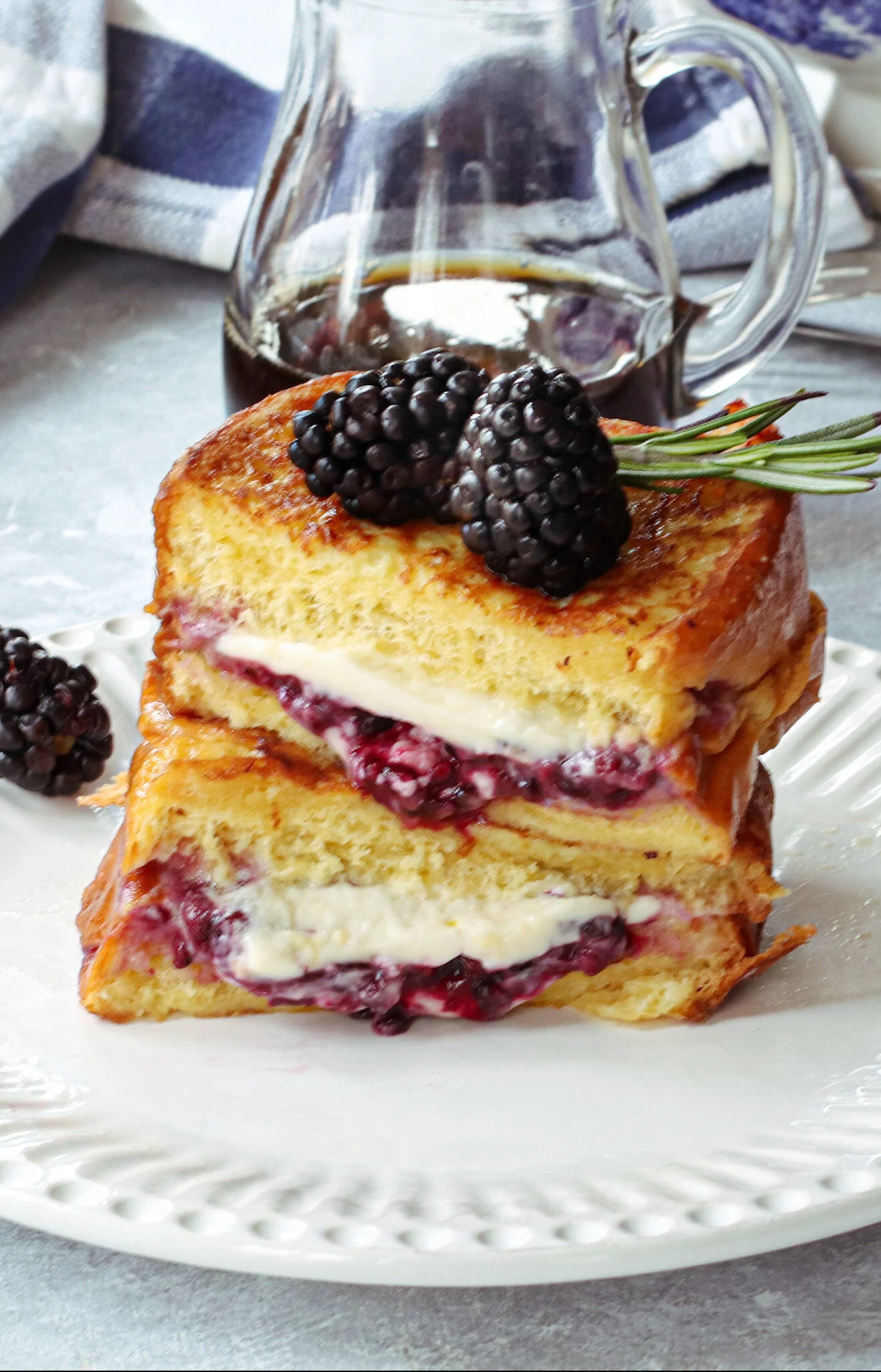 Mascarpone-Stuffed French Toast with Blackberry Compote
