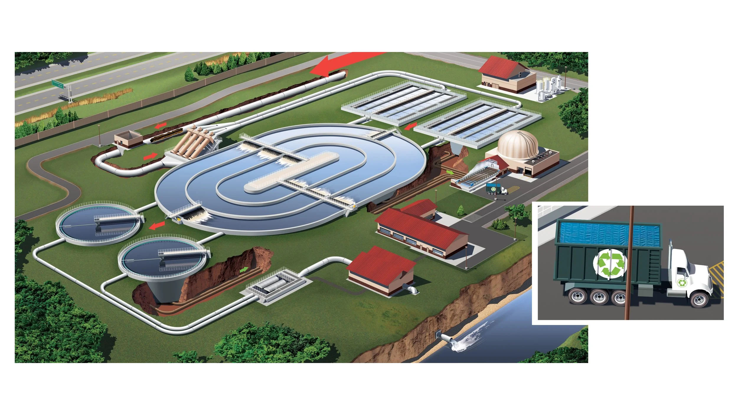Water Treatment Plant Illustration