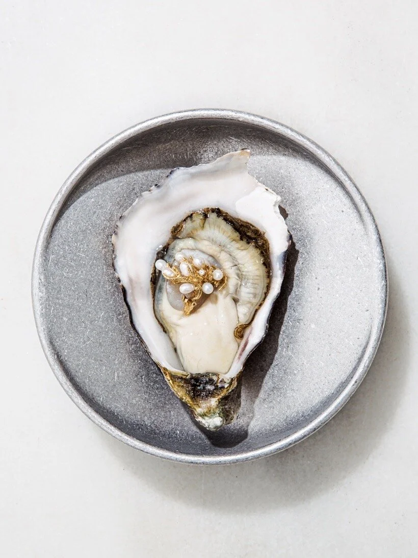 Studio Henry Wilson tray, Vintage pearl and diamond ring