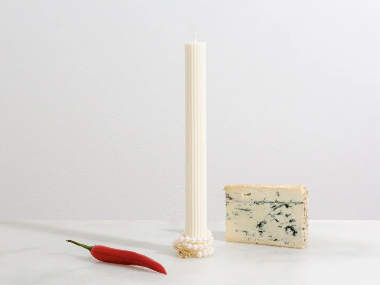 Meadowlark necklace, Black Blaze candle stick