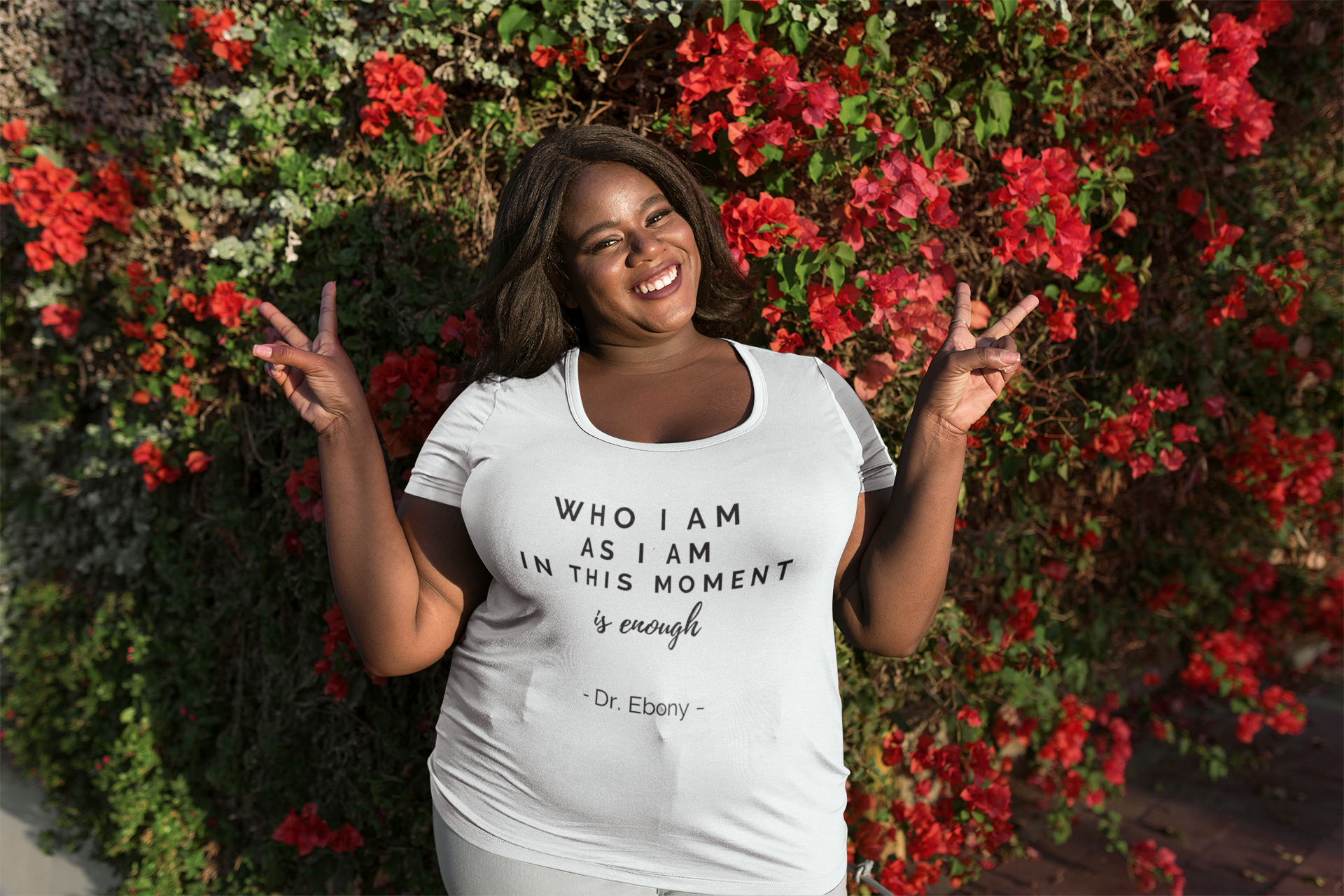 Enough T-Shirt, Women's Deep Crew Neck — dr ebony white