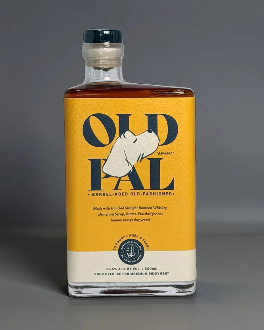 Wag your cocktail and pour a barrel aged old-fashioned made by our client @ironcladdistillery with the label design by us. A tribute to a furry pal in the illustration style of a favorite author. 
. 
.
. 
#omnibuscreativestudio #ironcladdistillery #g