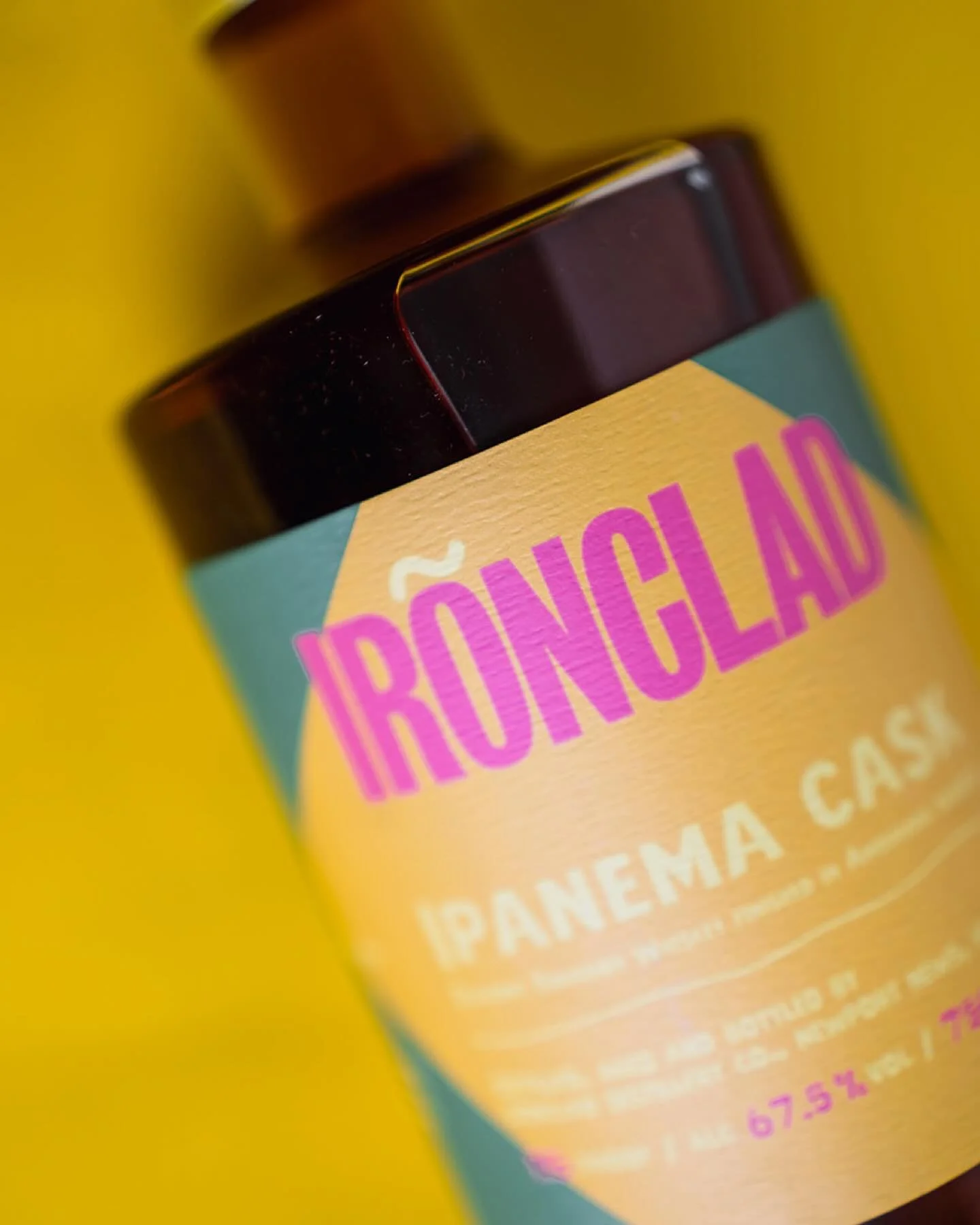 Brazilian vibes for the labeling we created for this new small batch release by @ironcladdistillery from Newport News, VA. Their first-ever Ipanema Cask bourbon, finished in a Brazilian Amburana barrel. Three-year-aged bourbon whiskey finished for fo