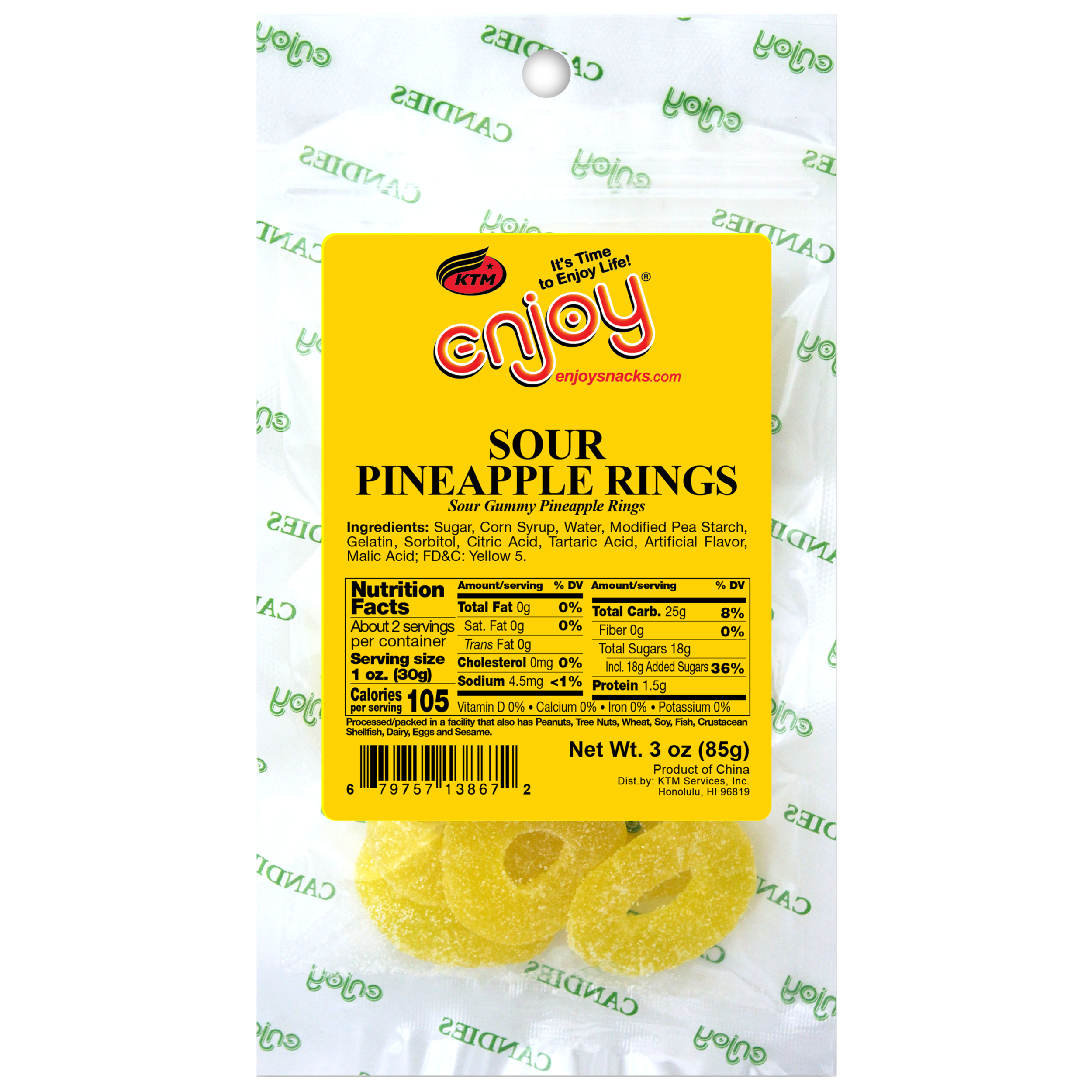 Enjoy Gummy, XD, Pineapple Flavor, Fun Packs - 50 packs, 14.12 oz