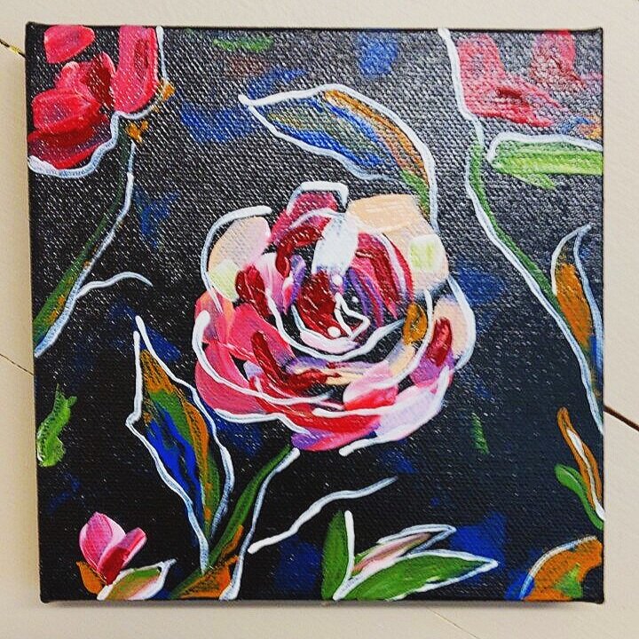 roses in bloom 1 painting for sale gina reese of gina marie's art studio boerne san antonio texas hill country kids art studio