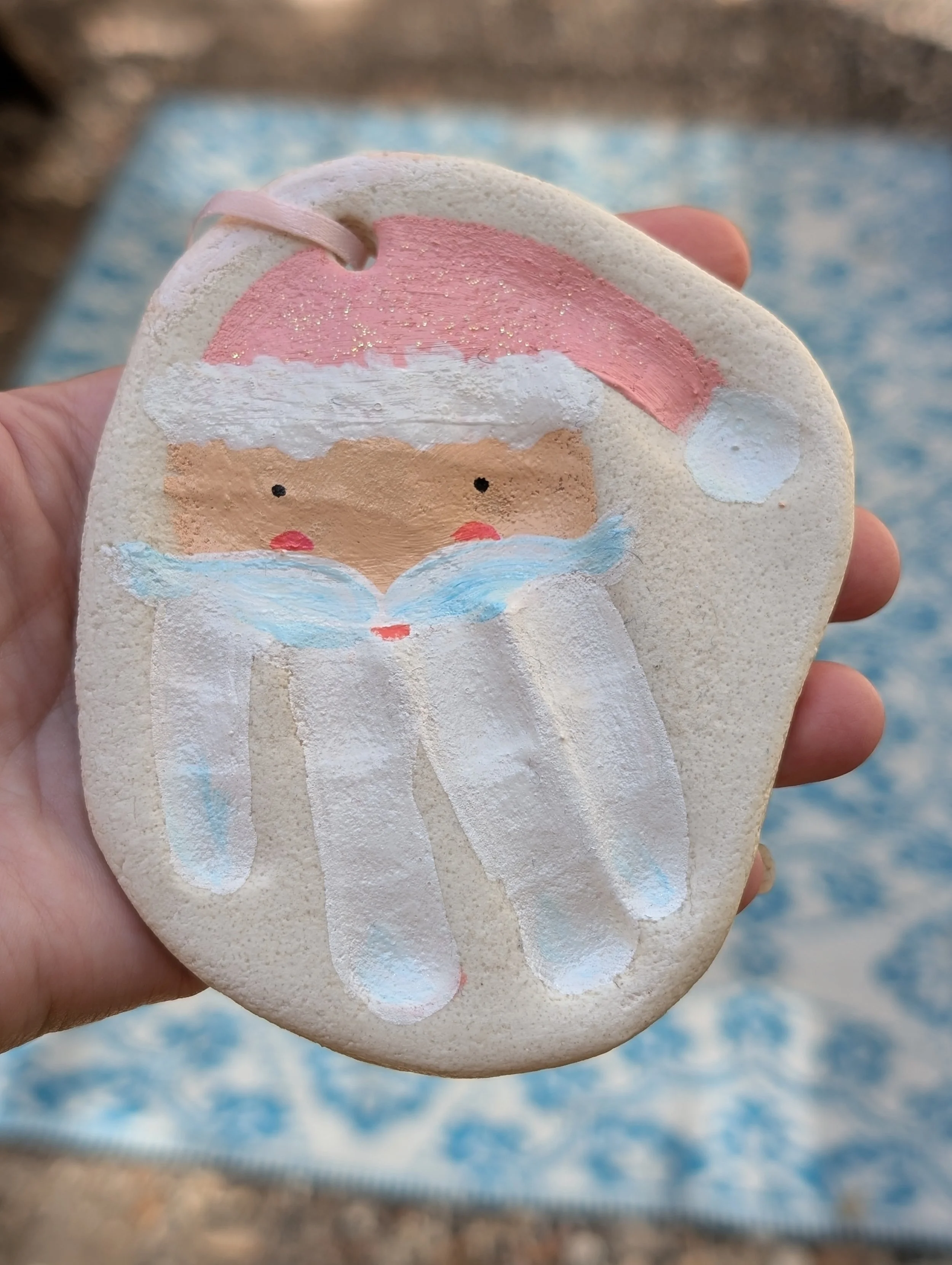 Christmas Salt Dough Ornaments - Santa Handprints or Reindeer Footprints