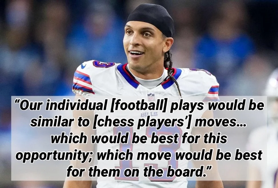 Did you know that former Buffalo Bills @buffalobills wide receiver Mack Hollins @mackhollins is an avid chess player and enthusiast? He even attended the 2024 FIDE Candidates Tournament in Toronto, where he made the ceremonial first move for GM Ian N