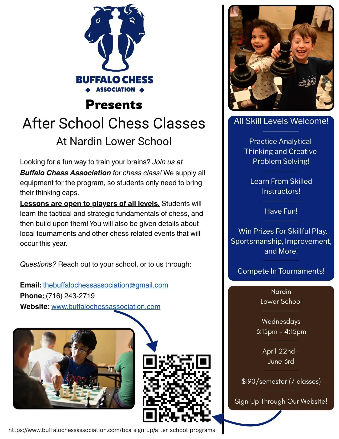 Hey there, Nardin Academy Lower School&mdash; come play chess with us! Our spring semester of afterschool chess club at @nardinacademy begins today! Spots are still available, so be sure to enroll today! &mdash;> https://www.buffalochessassociatio