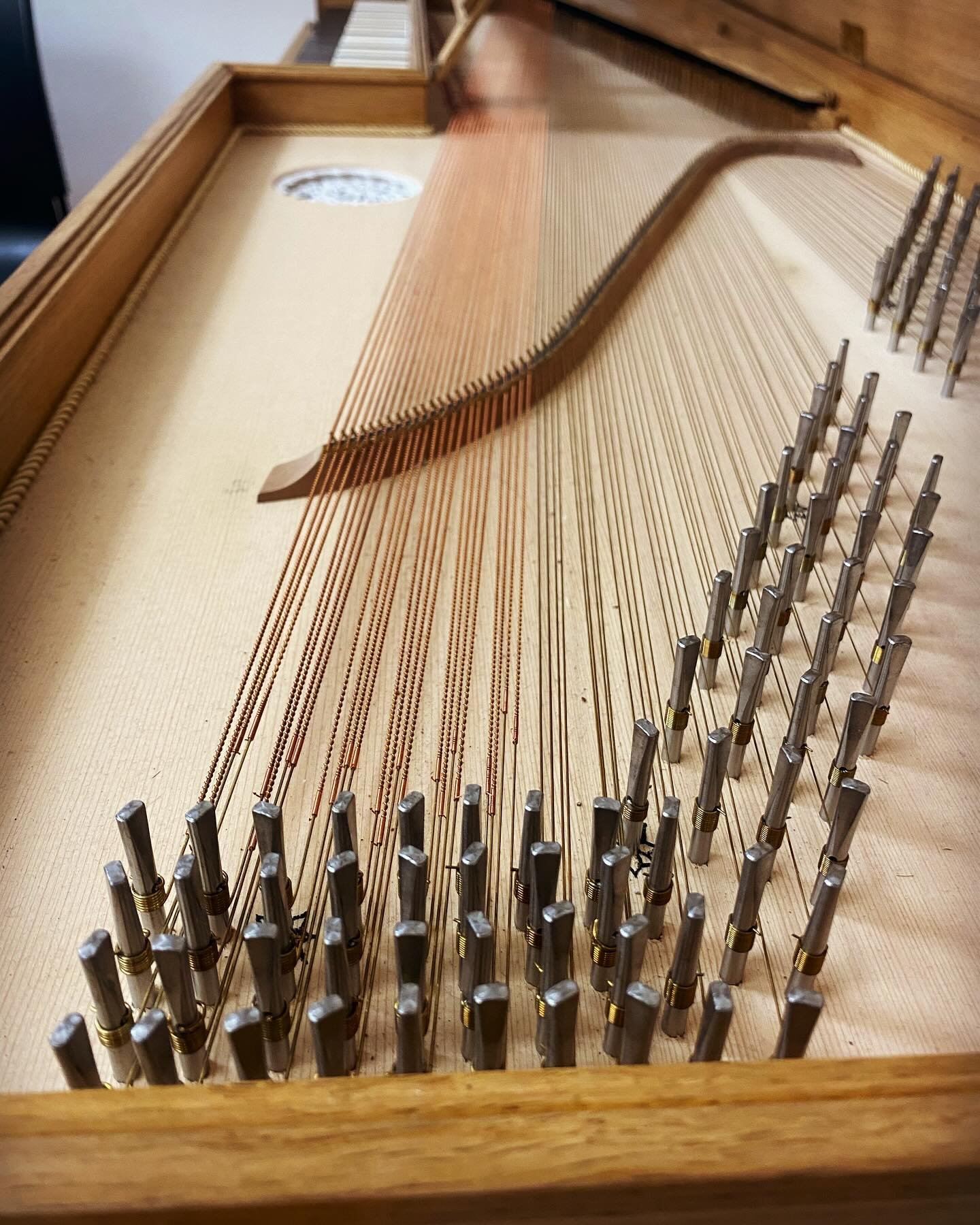 Thrilling to visit Juilliard today. Saw and played harpsichords, fortepianos, and a clavichord. Peeked in the shop and got to meet Mario Igrec. Thanks a million @keyboardkween for showing me around!! Photos 1&amp;2: clavichord, photo 3: harpsichords,