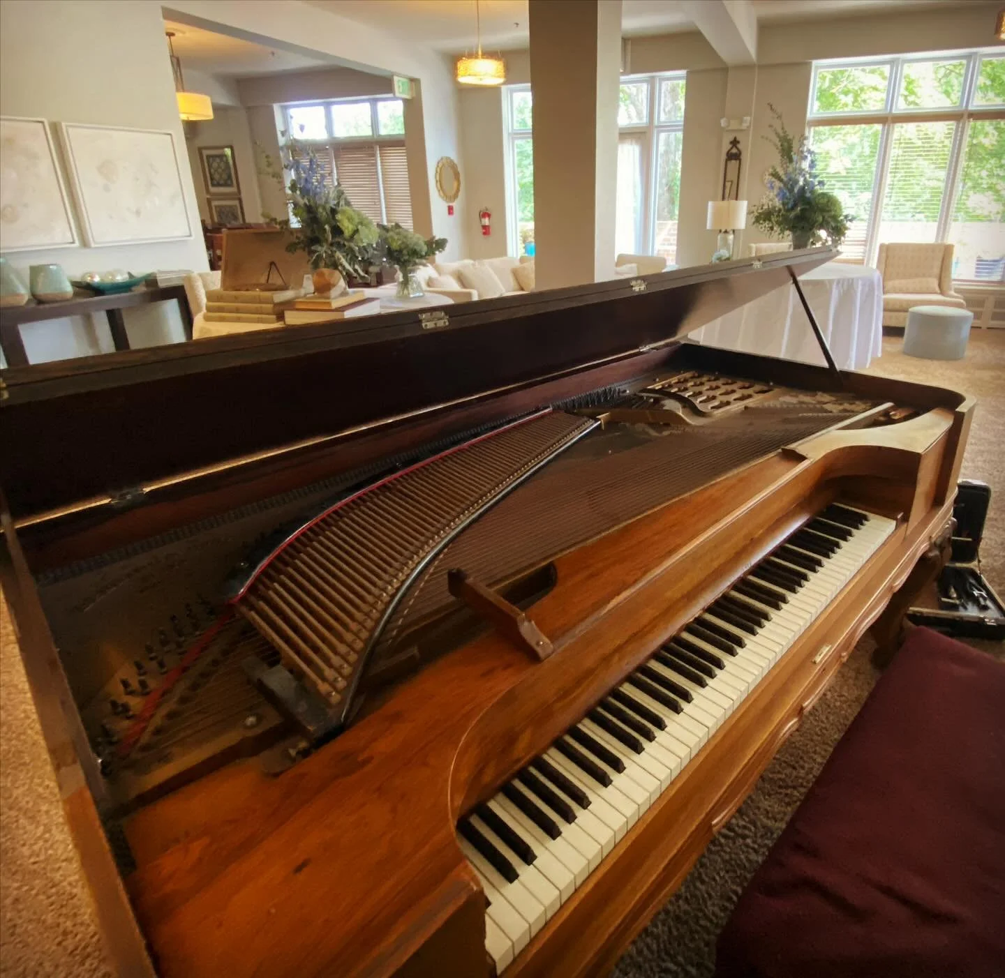 I seem to be running into square 🎹s lately. Third in the past month. This is a Behning &amp; Son from ~1887. Tuned today for @wsualphaphi.
.
.
.
#squarepiano #rushweek