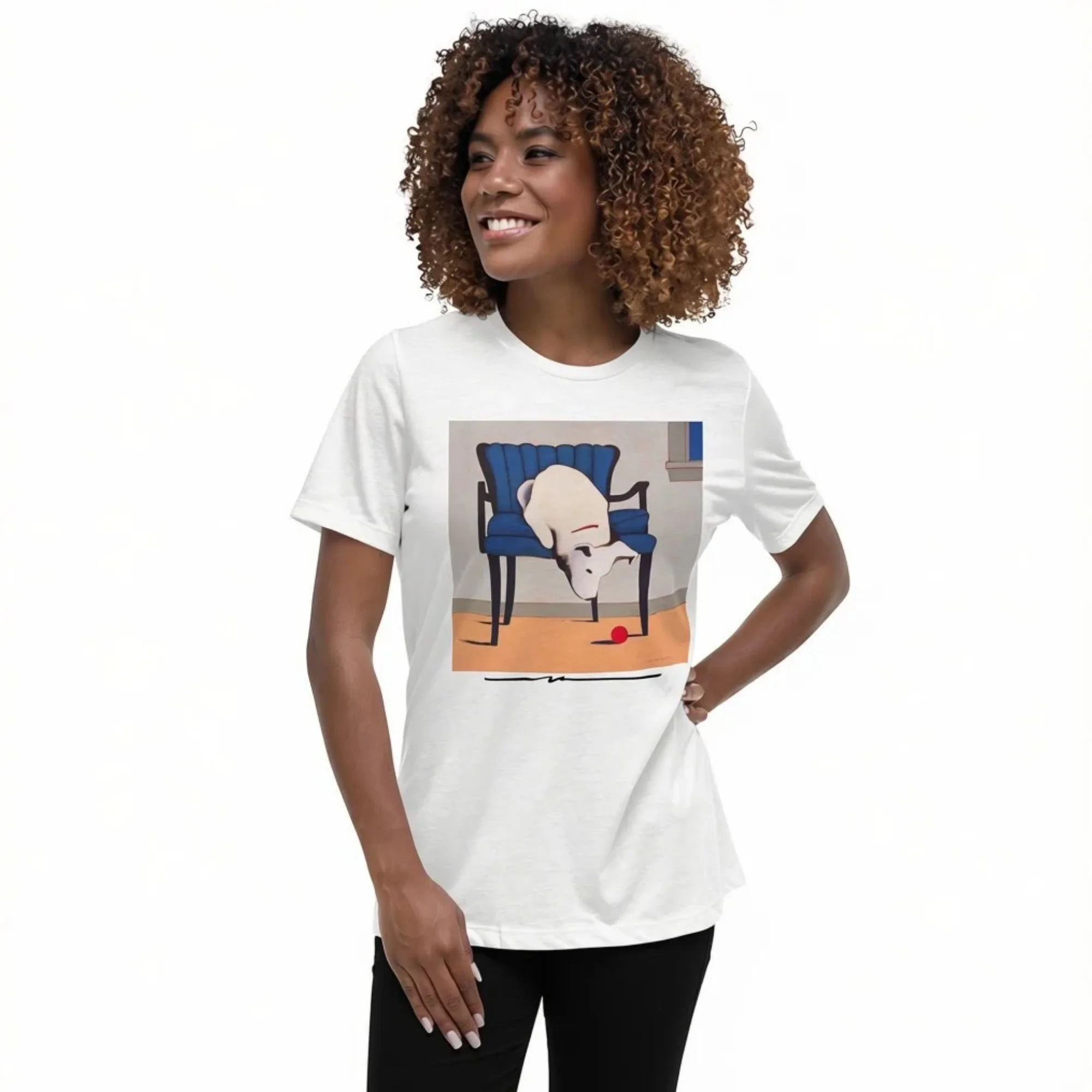 White Contemplating Gravity Women's Relaxed T-Shirt 2.jpg