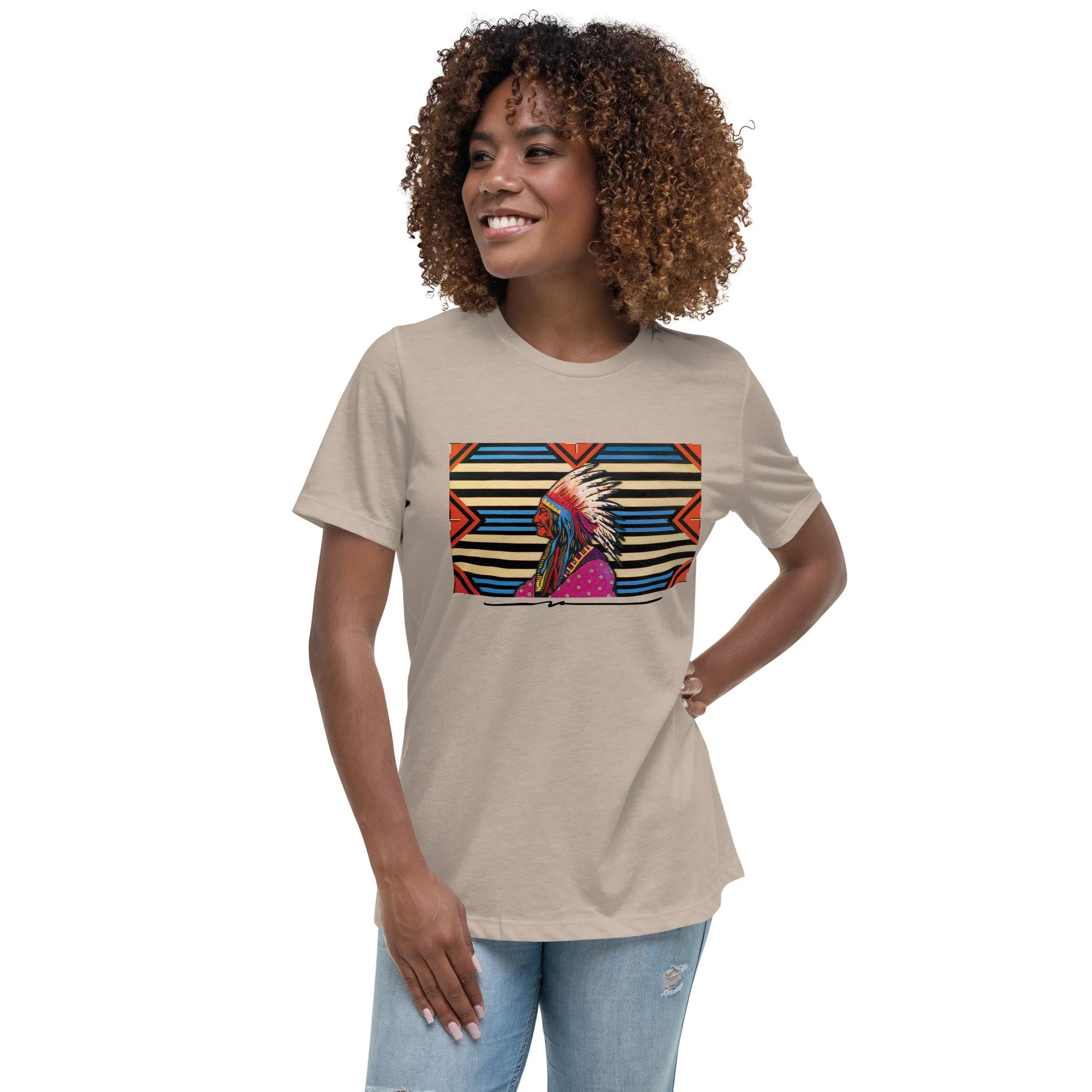 TEST Stone : New Signature : Big Chief Women's Relaxed T-Shirt : Model.jpg