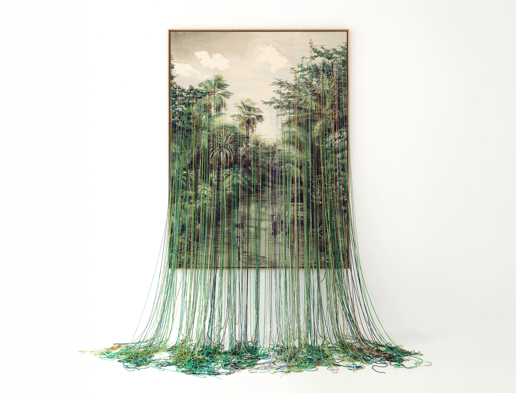 The artist who invented the ink-and-yarn-on-canvas technique.
