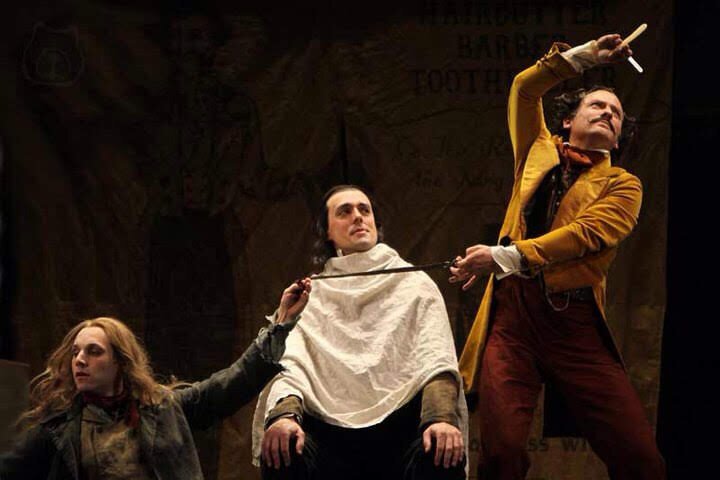  “Curry has a ringing tenor voice and hams it up wonderfully as Pirelli, Sweeney’s fellow barber, who discovers what he’s up to and therefore is the first who has to go.”&nbsp; [ Sweeney Todd,&nbsp; Bloomberg Report] 
