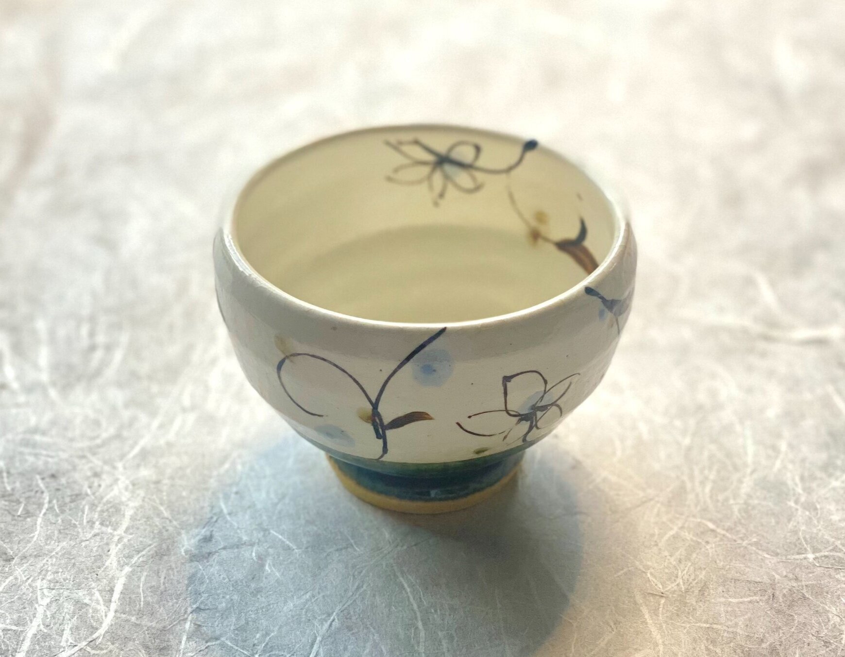 Floral Bowl with Green Bottom
