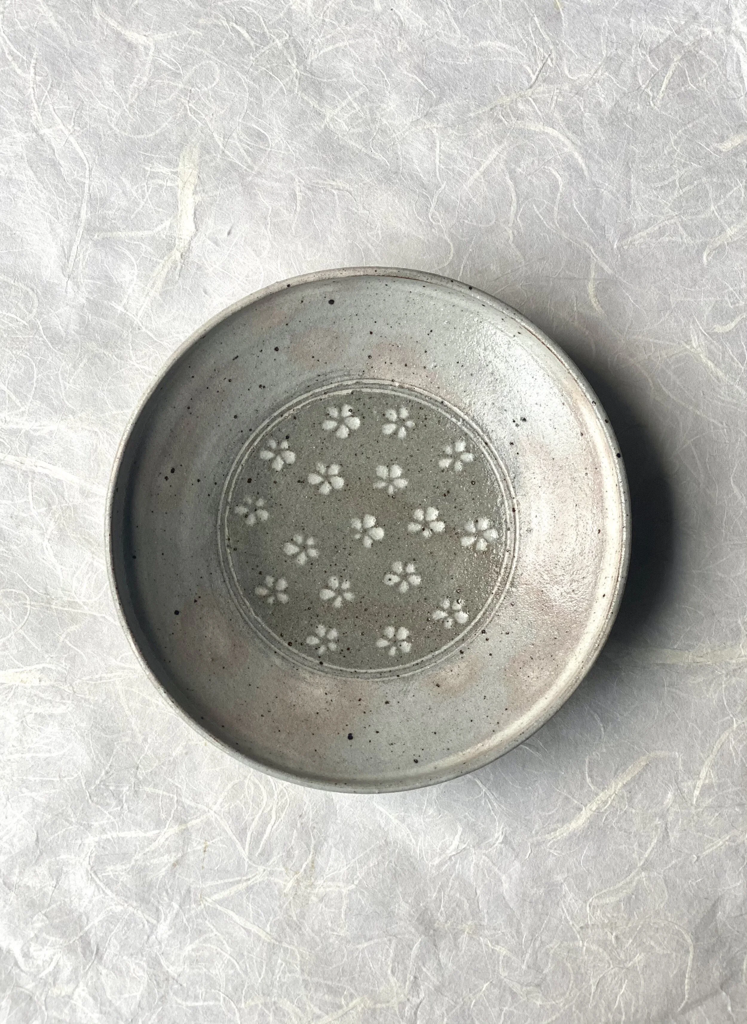 Small Grey Floral Plate