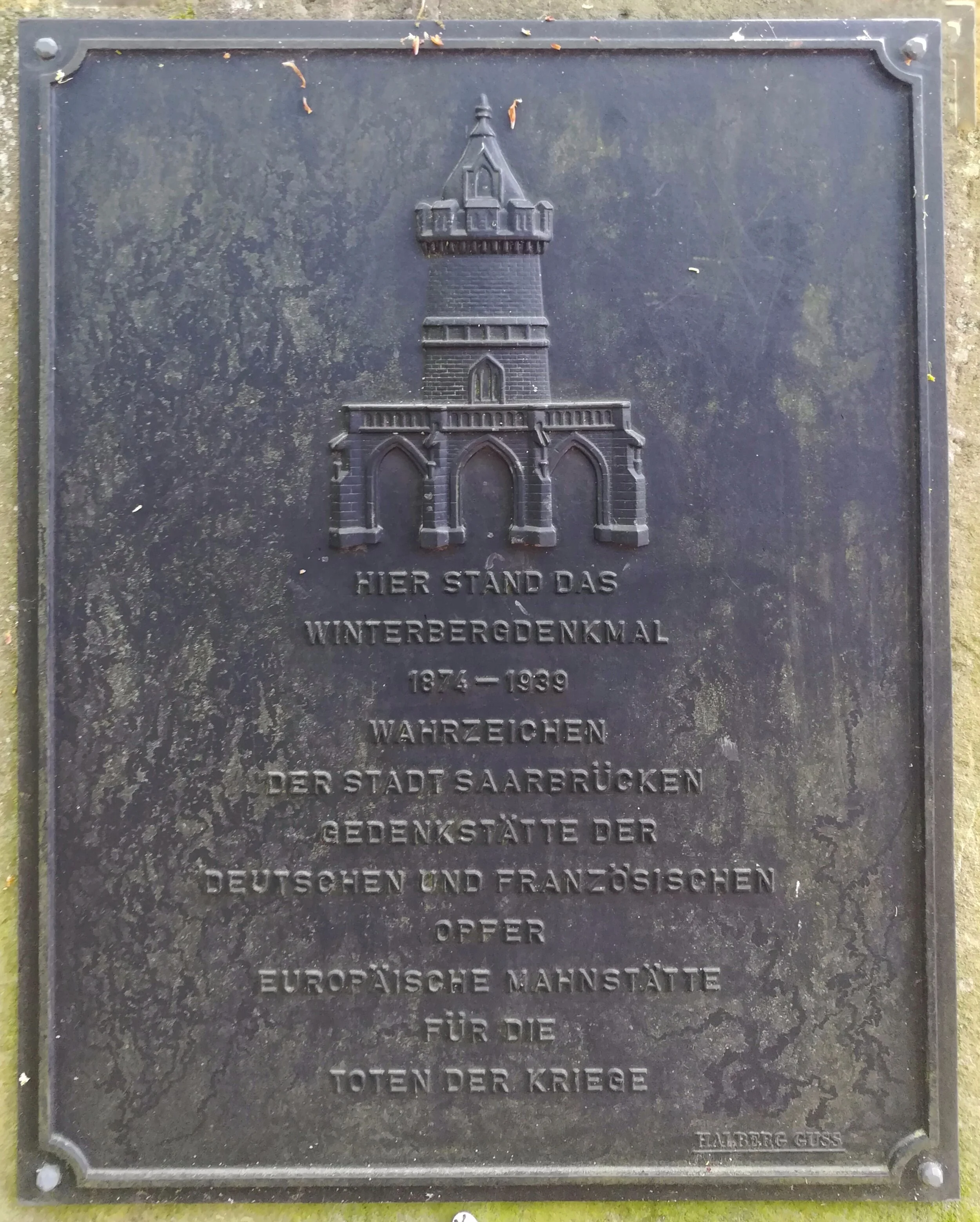 Plakette am Sockel des ehemaligen Winterbergdenkmals