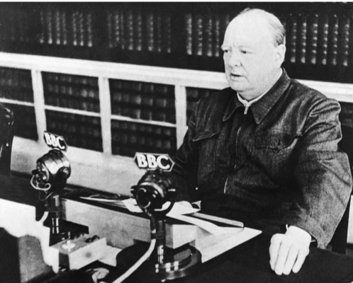 Winston Churchill broadcasting on the BBC, 1940
